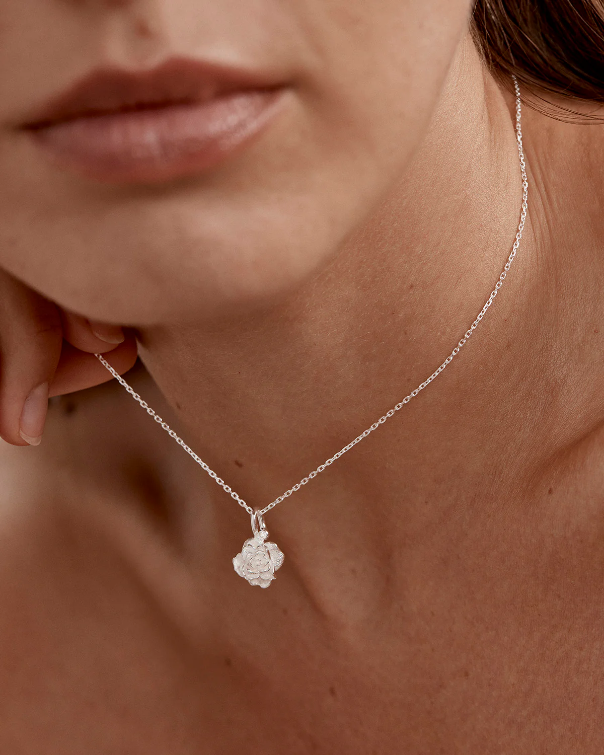 Sterling Silver Rose June Birth Flower Necklace - Image 3