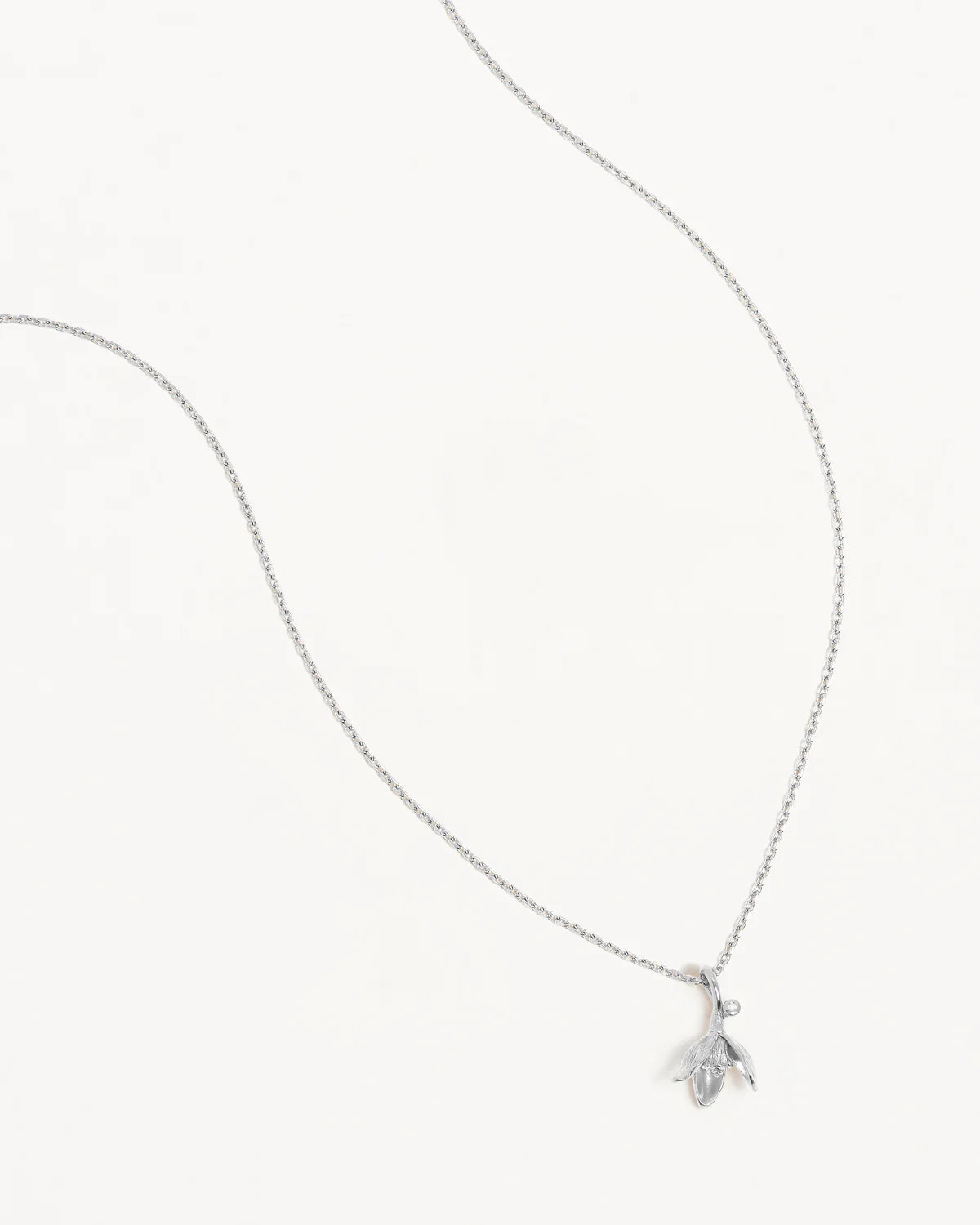 Sterling Silver Snowdrop January Birth Flower Necklace - Image 3