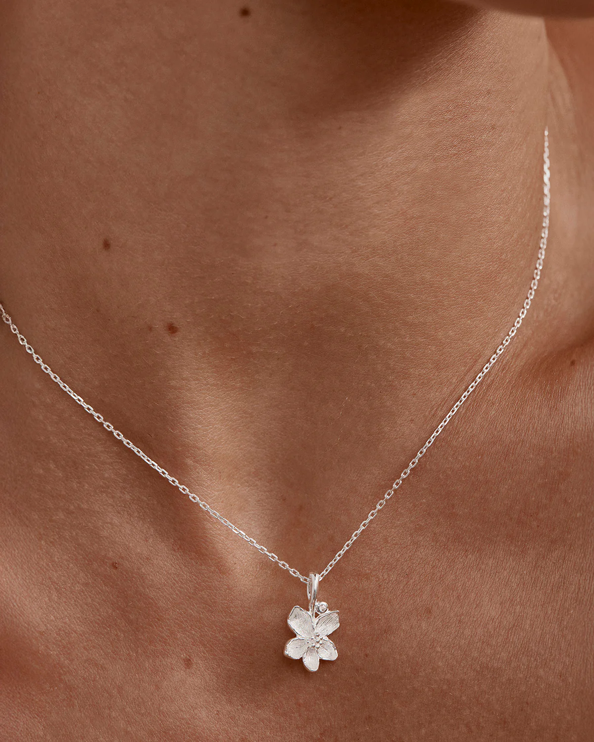 Sterling Silver Violet February Birth Flower Necklace - Image 2