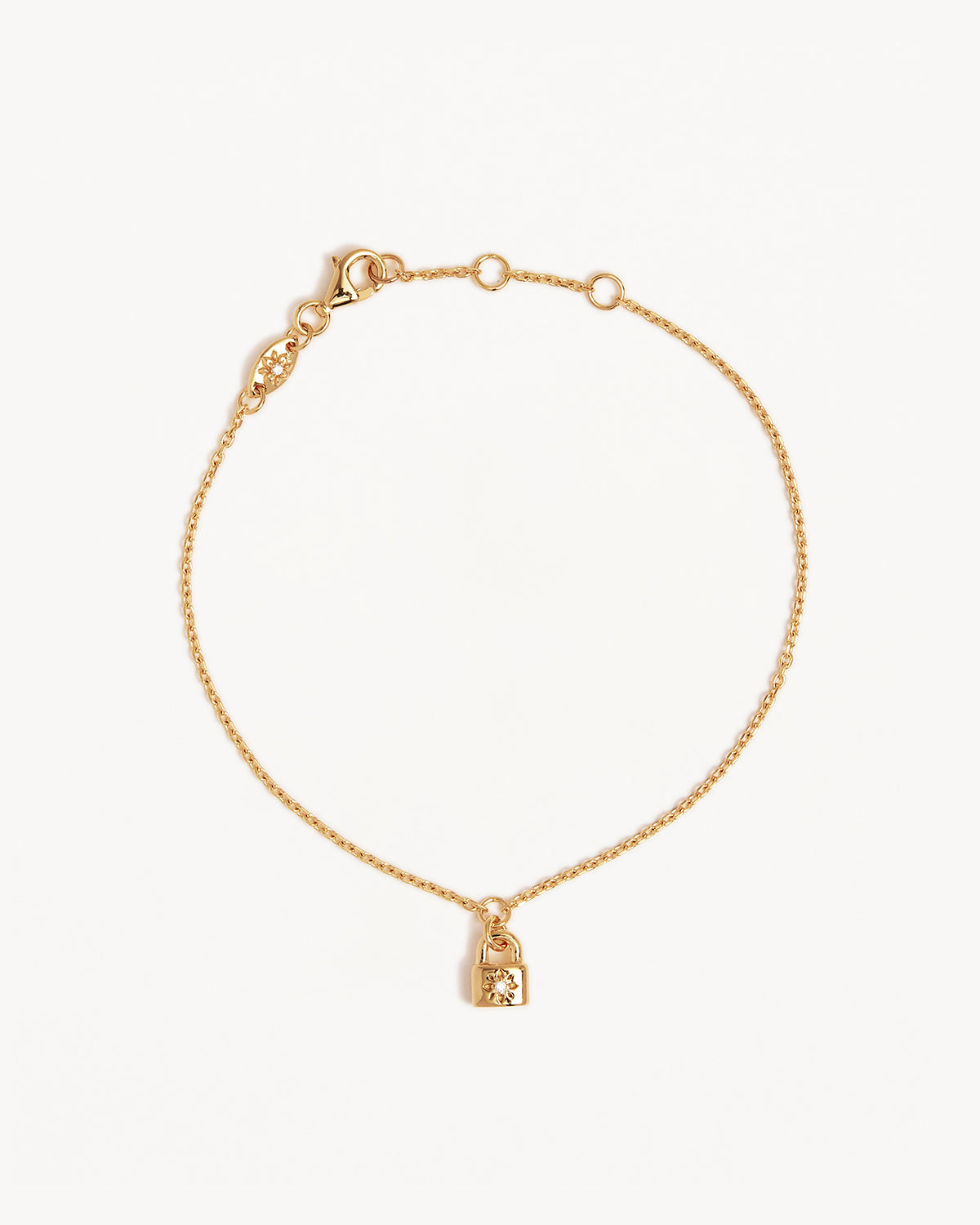18k Gold Vermeil Crystal Lotus Padlock Bracelet