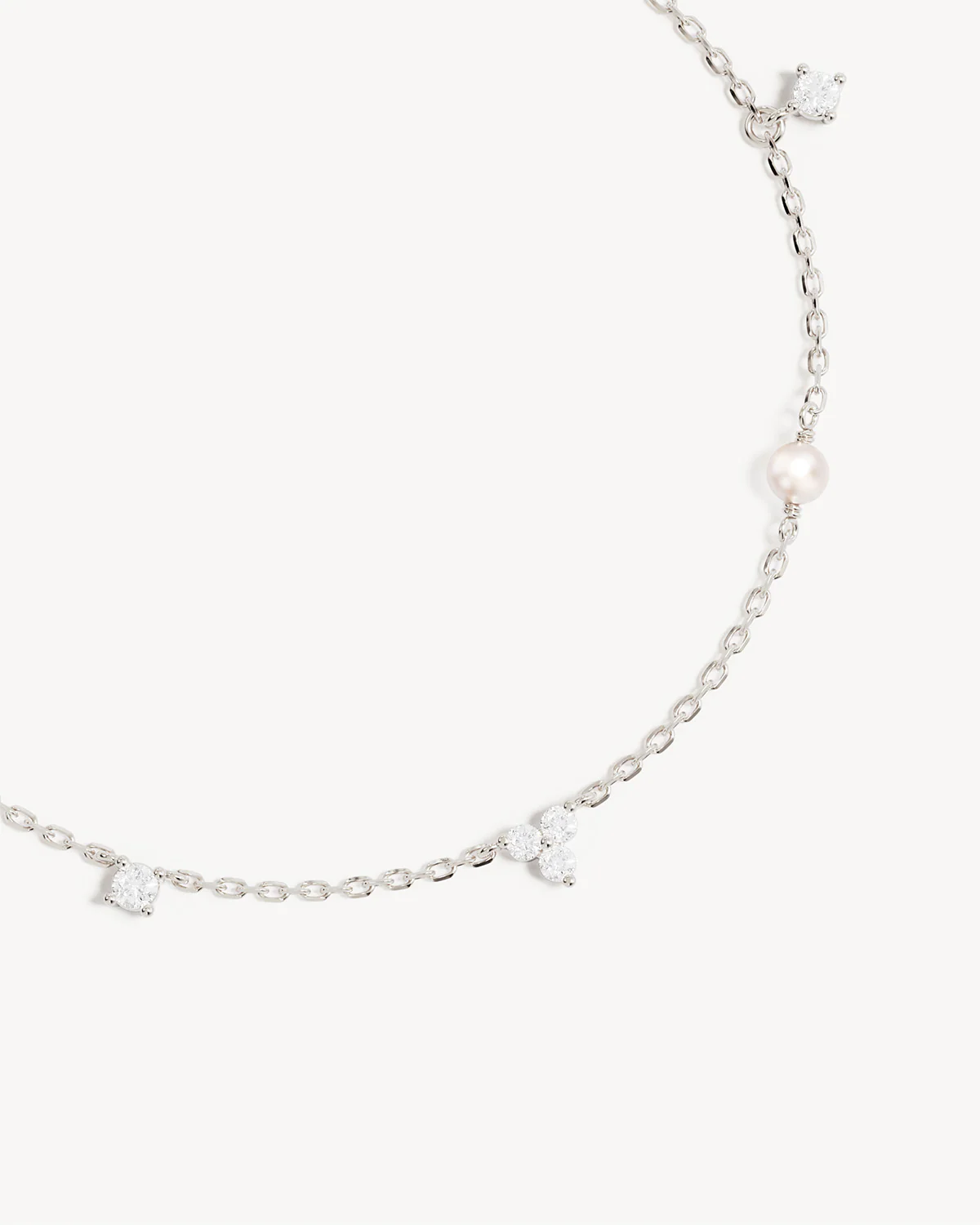Sterling Silver Moonlit Bloom Pearl Bracelet