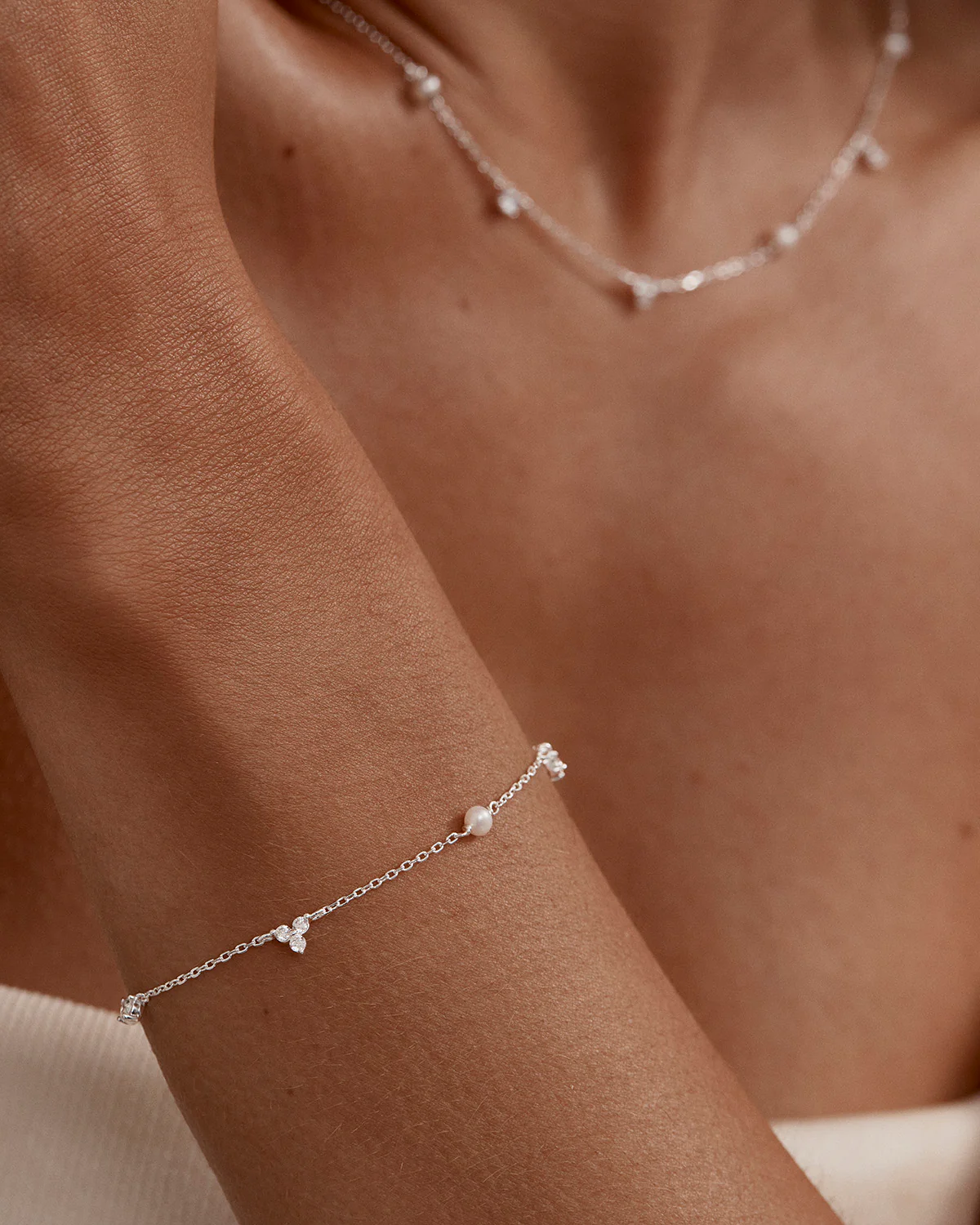 Sterling Silver Moonlit Bloom Pearl Bracelet - Image 2