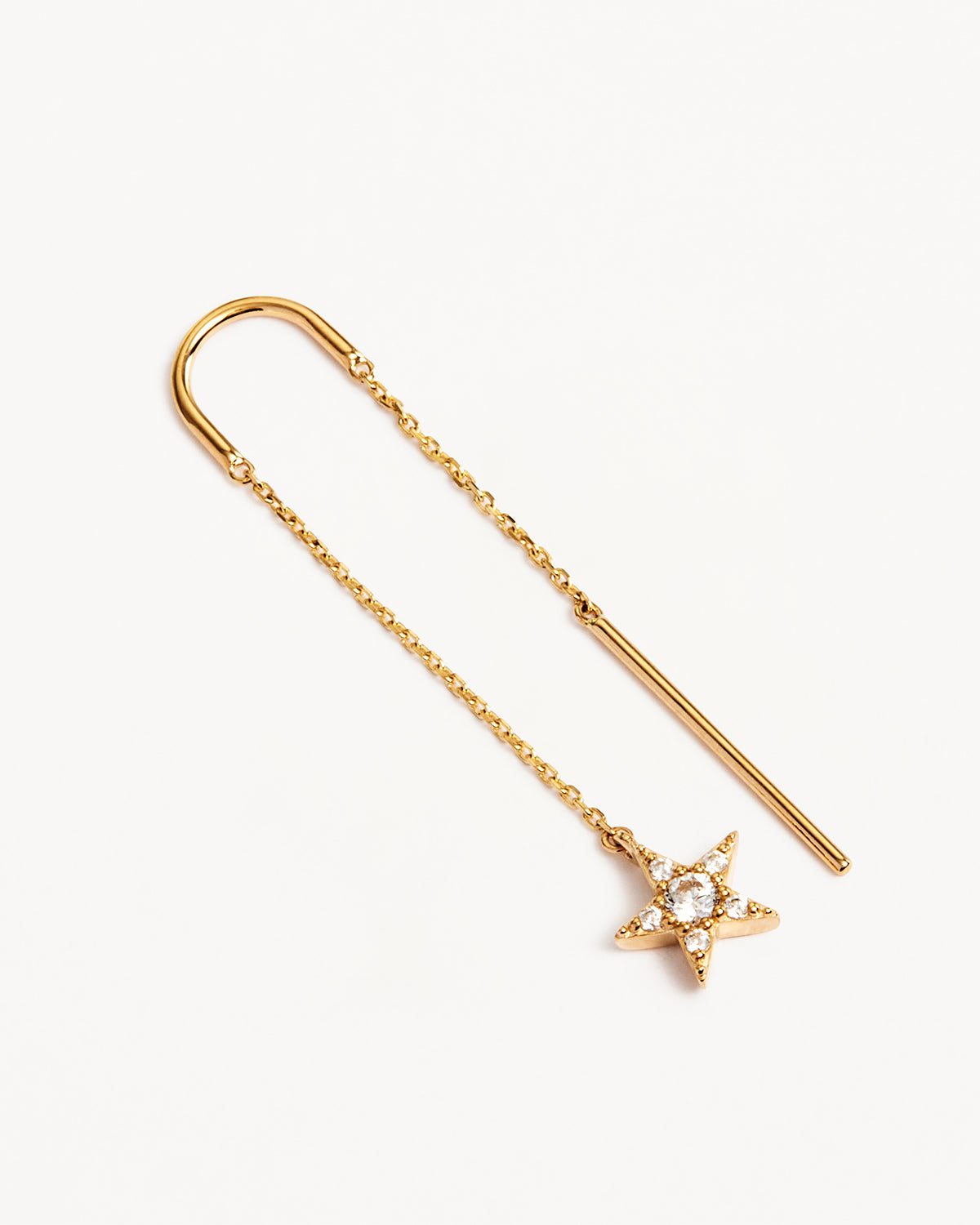 9k Solid Gold Estelle Lab-Grown Diamond Thread Earring - Image 3