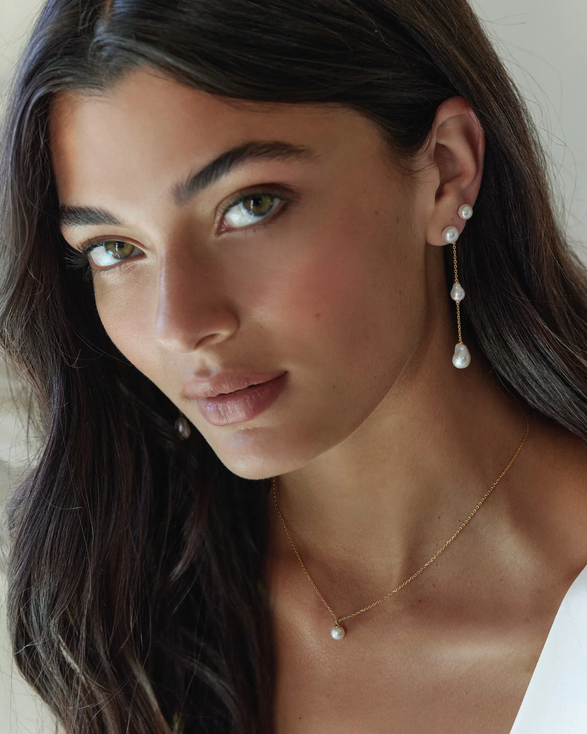 18k Gold Vermeil Forever Moments Pearl Chain Earrings - Image 4