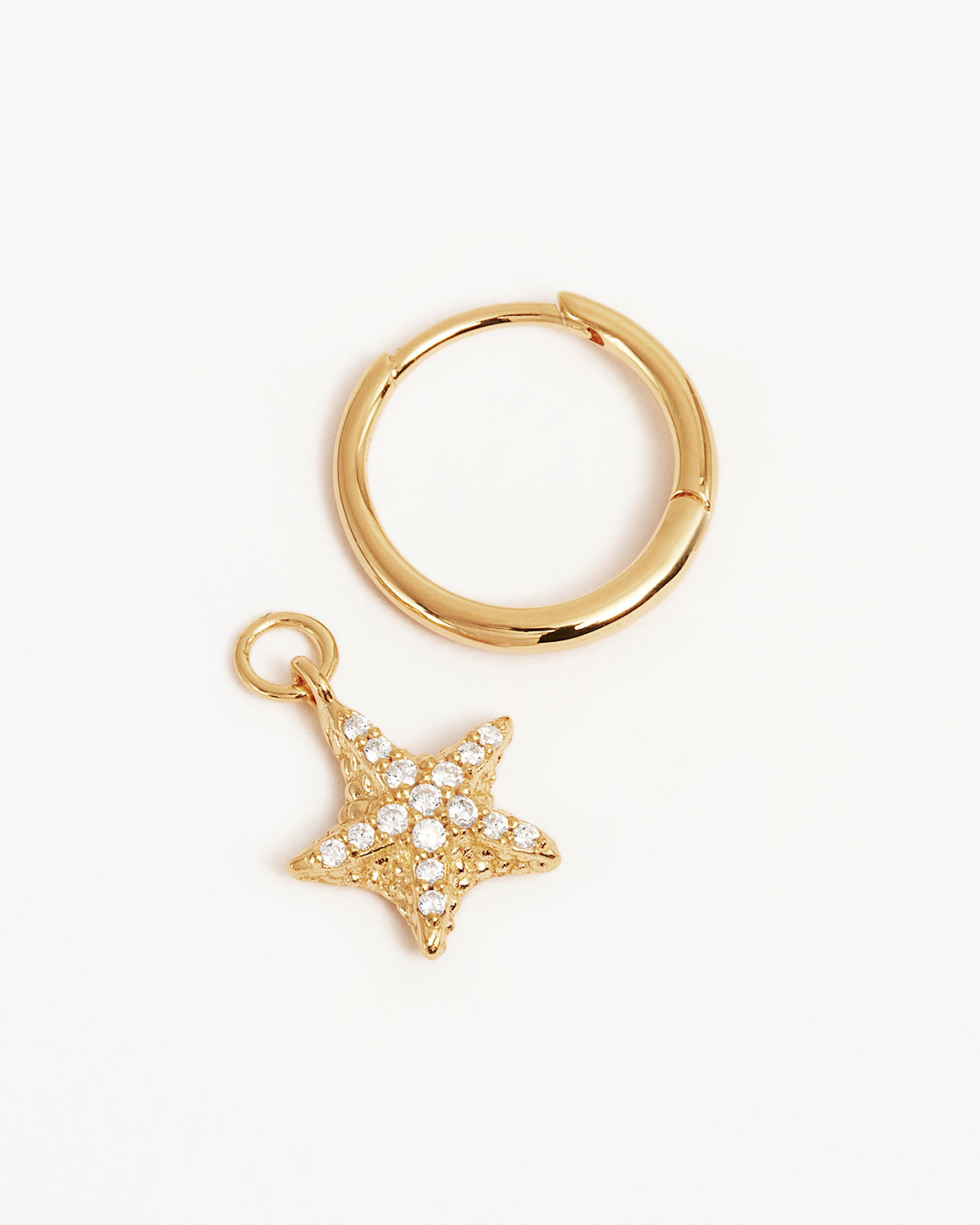 18k Gold Vermeil By the Sea Crystal Starfish Hoops - Image 3