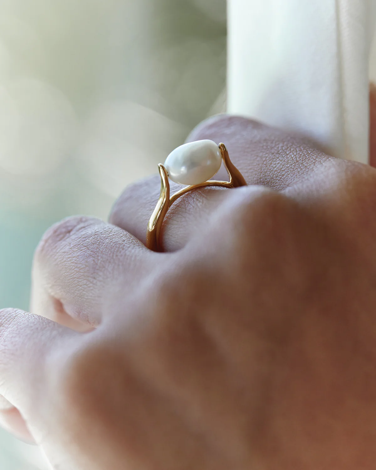 18k Gold Vermeil Harmony Pearl Ring - Image 6