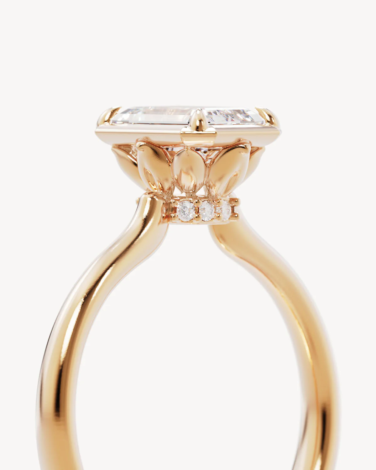 18k Solid Gold Hidden Lotus Engagement Ring - Emerald 1.5ct - Image 3
