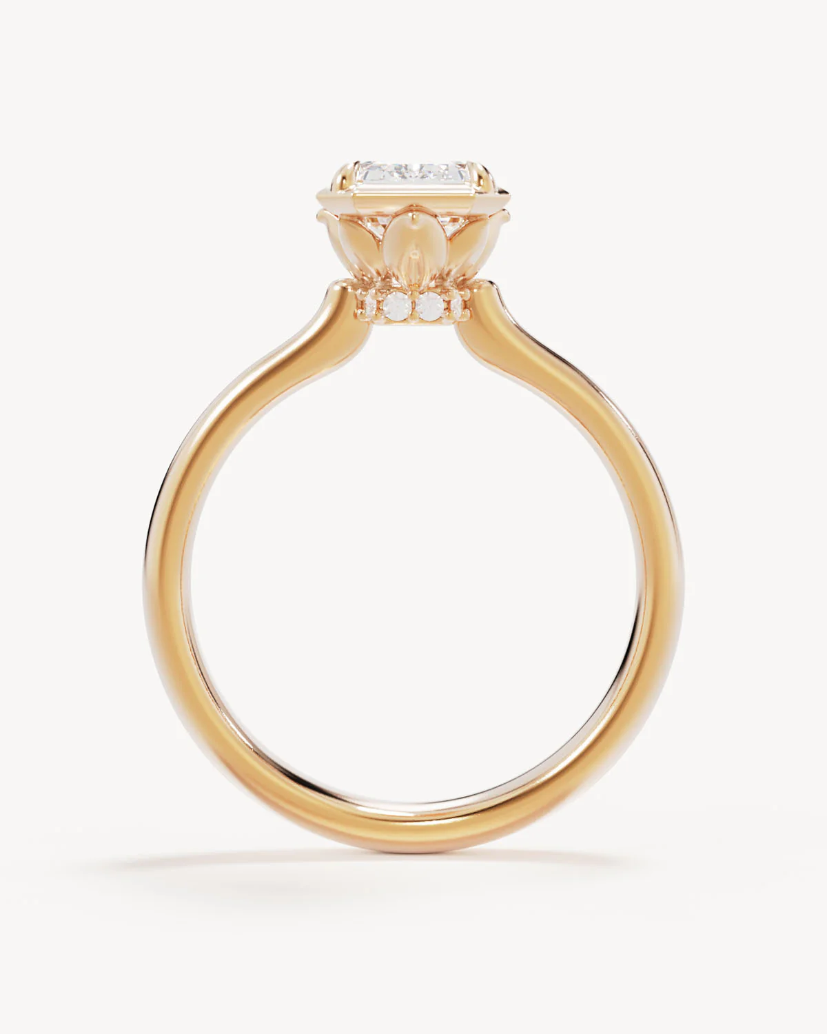 18k Solid Gold Hidden Lotus Engagement Ring - Emerald 1.5ct - Image 4