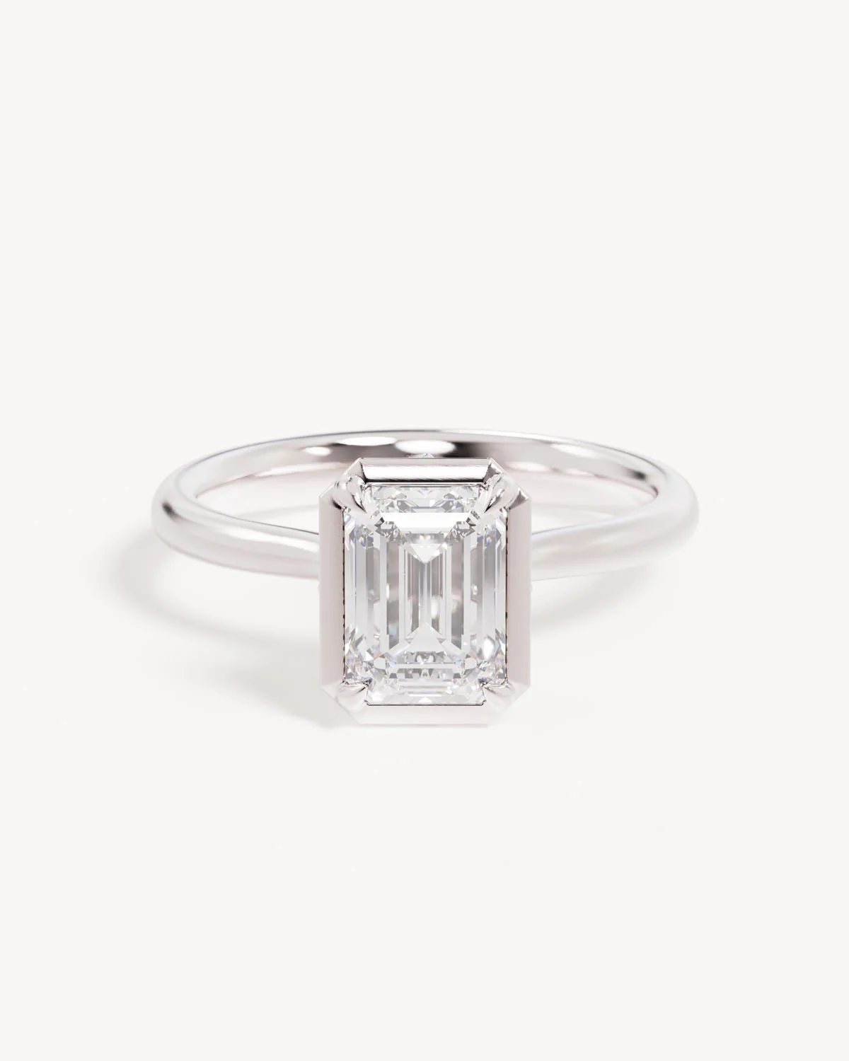 18k Solid White Gold Hidden Lotus Engagement Ring - Emerald 1.5ct