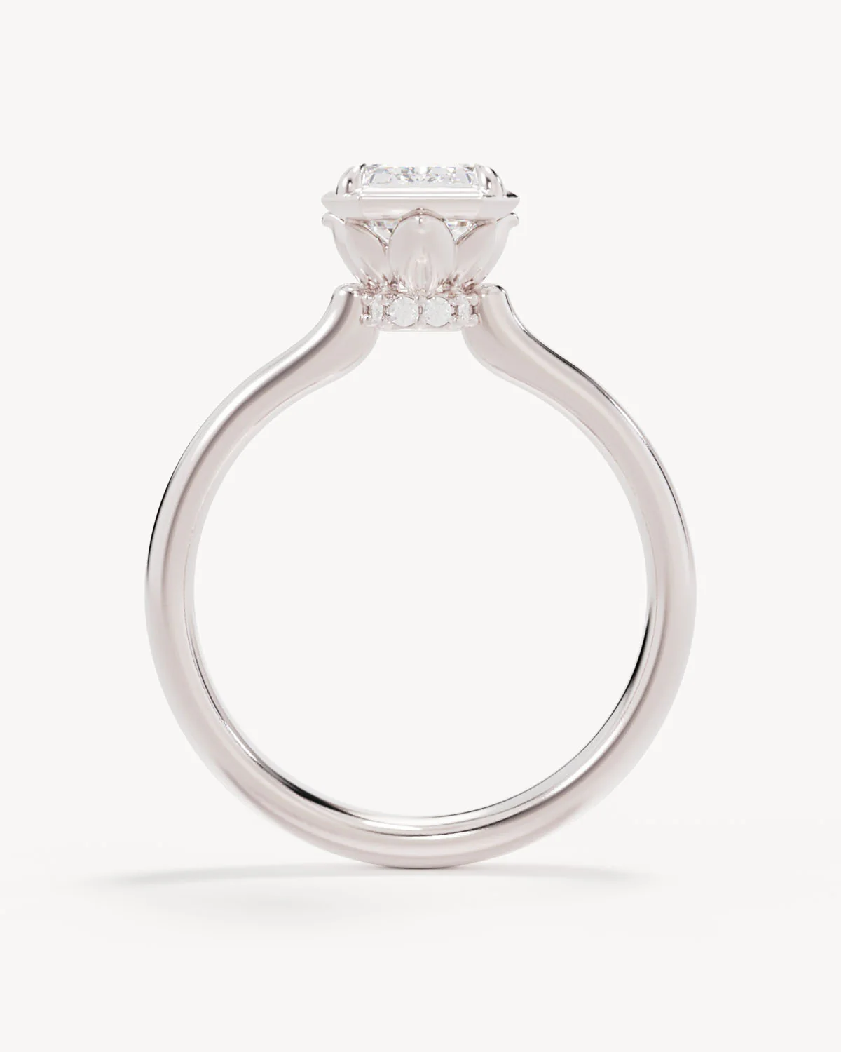 18k Solid White Gold Hidden Lotus Engagement Ring - Emerald 1.5ct - Image 4
