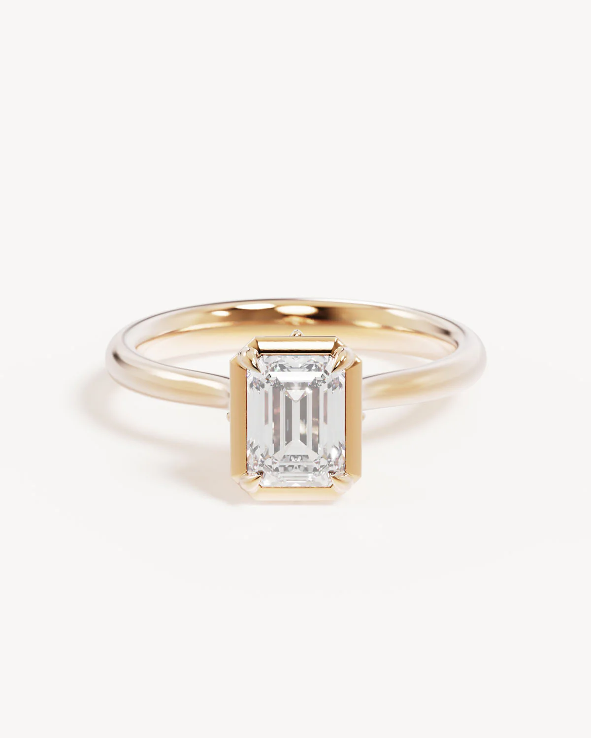 18k Solid Gold Hidden Lotus Engagement Ring - Emerald