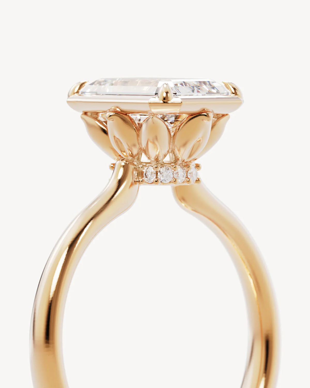 18k Solid Gold Hidden Lotus Engagement Ring - Emerald 2.5ct - Image 3