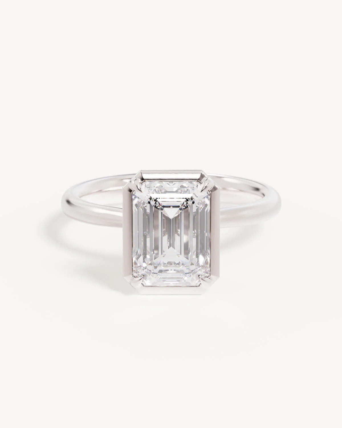 18k Solid White Gold Hidden Lotus Engagement Ring - Emerald 2.5ct