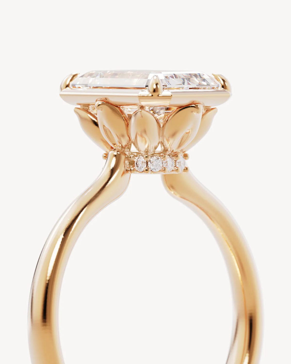 18k Solid Gold Hidden Lotus Engagement Ring - Emerald 2ct - Image 3