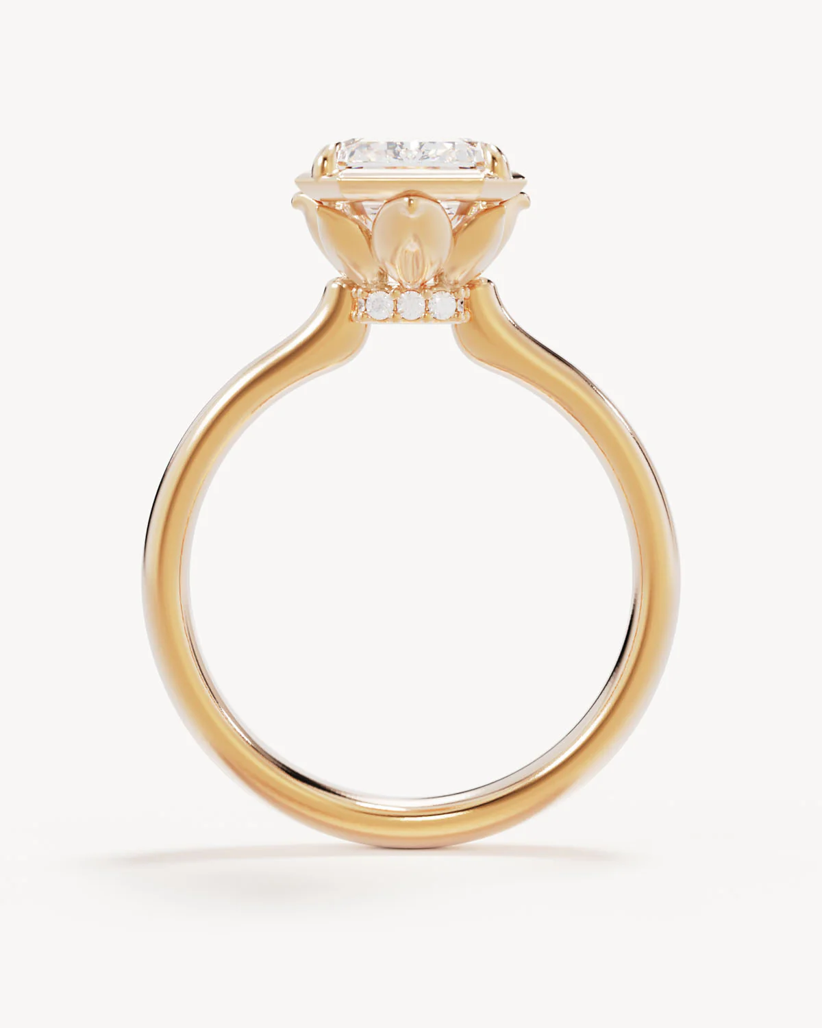 18k Solid Gold Hidden Lotus Engagement Ring - Emerald 2ct - Image 4