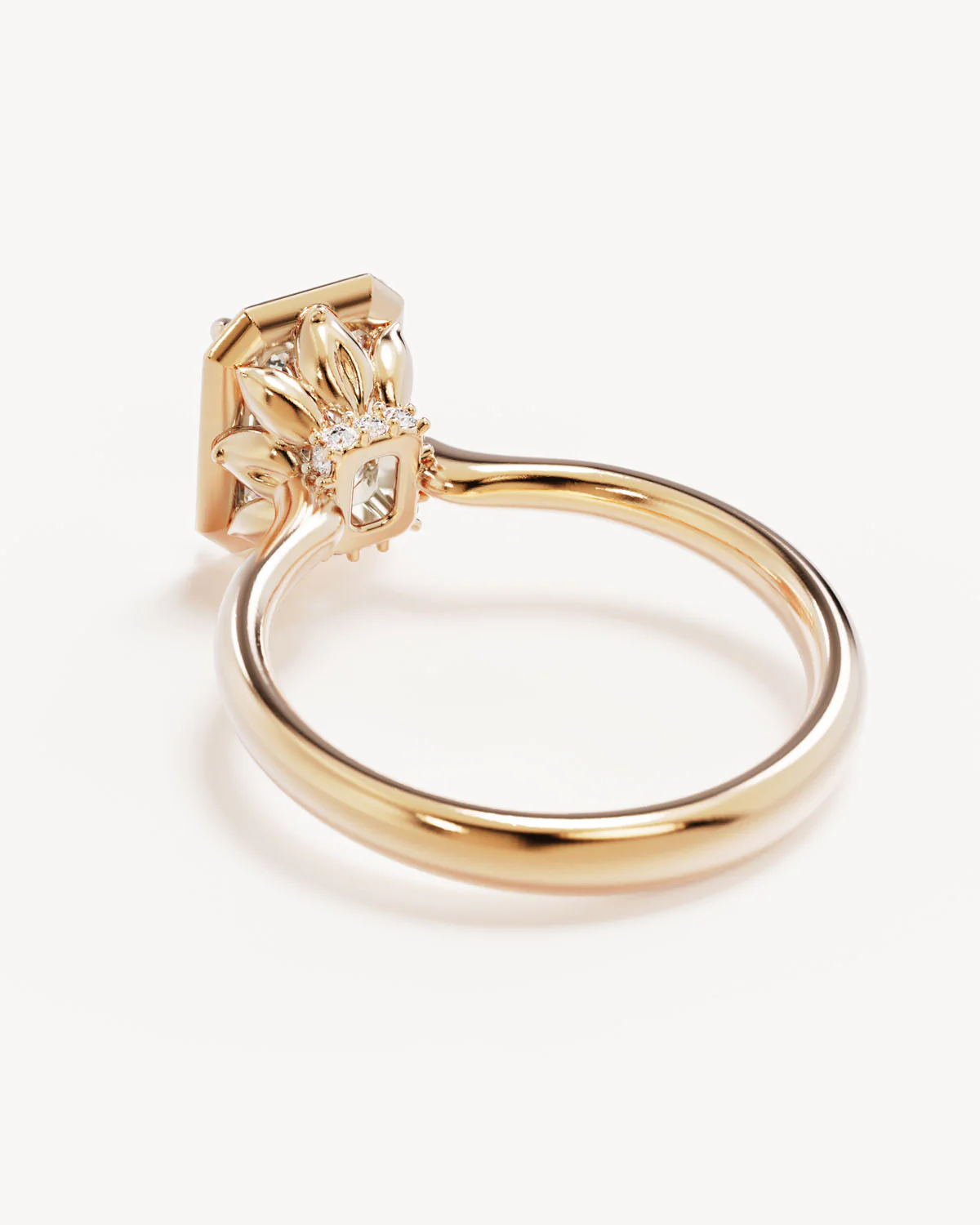 18k Solid Gold Hidden Lotus Engagement Ring - Emerald 2ct - Image 5