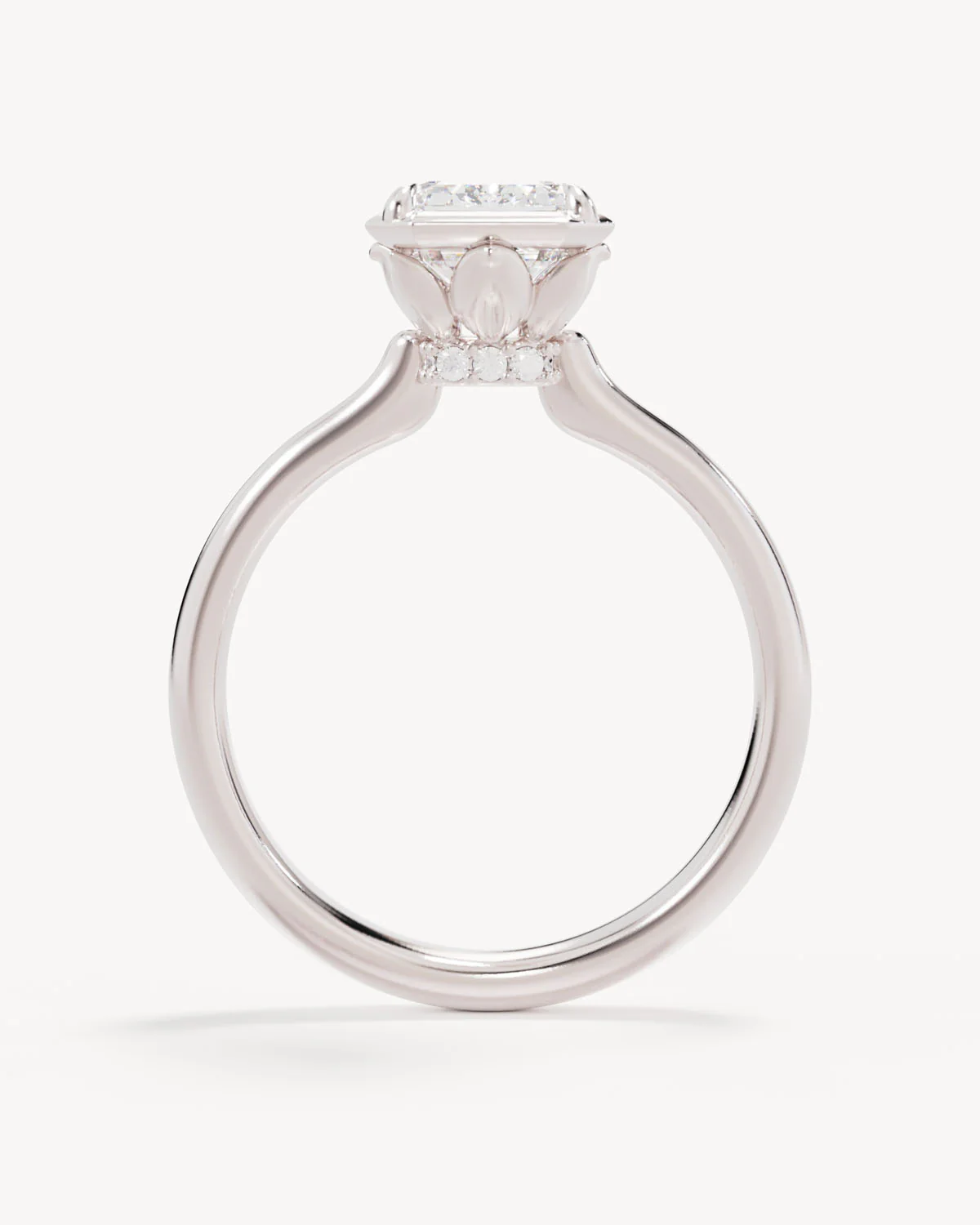 18k Solid White Gold Hidden Lotus Engagement Ring - Emerald 2ct - Image 4