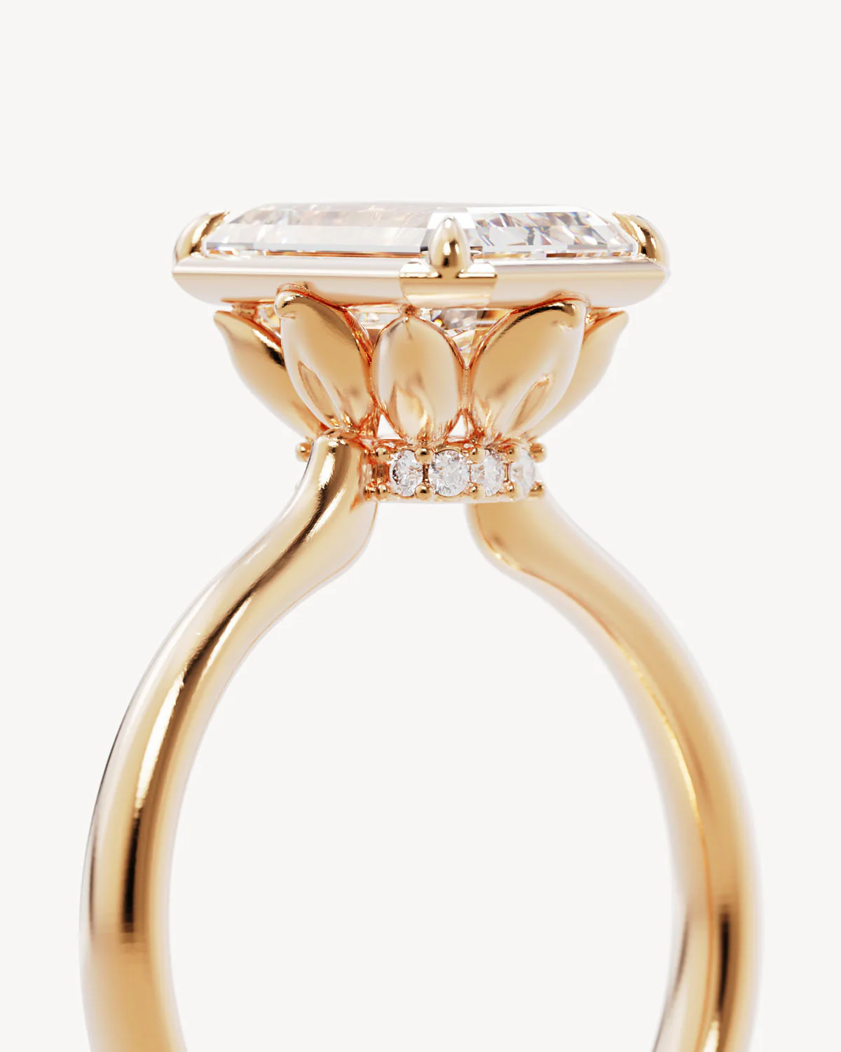 18k Solid Gold Hidden Lotus Engagement Ring - Emerald 3ct - Image 3