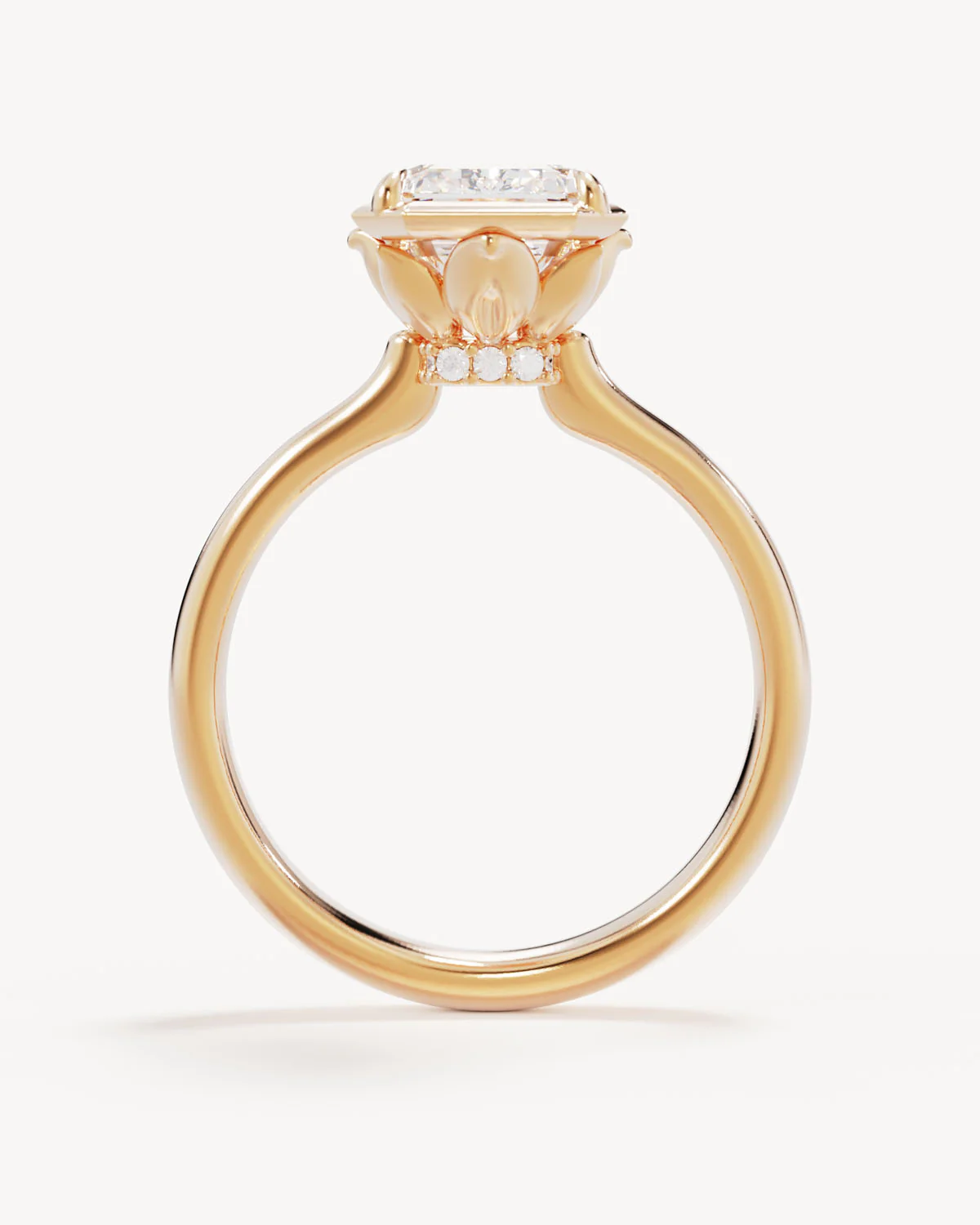 18k Solid Gold Hidden Lotus Engagement Ring - Emerald 3ct - Image 4