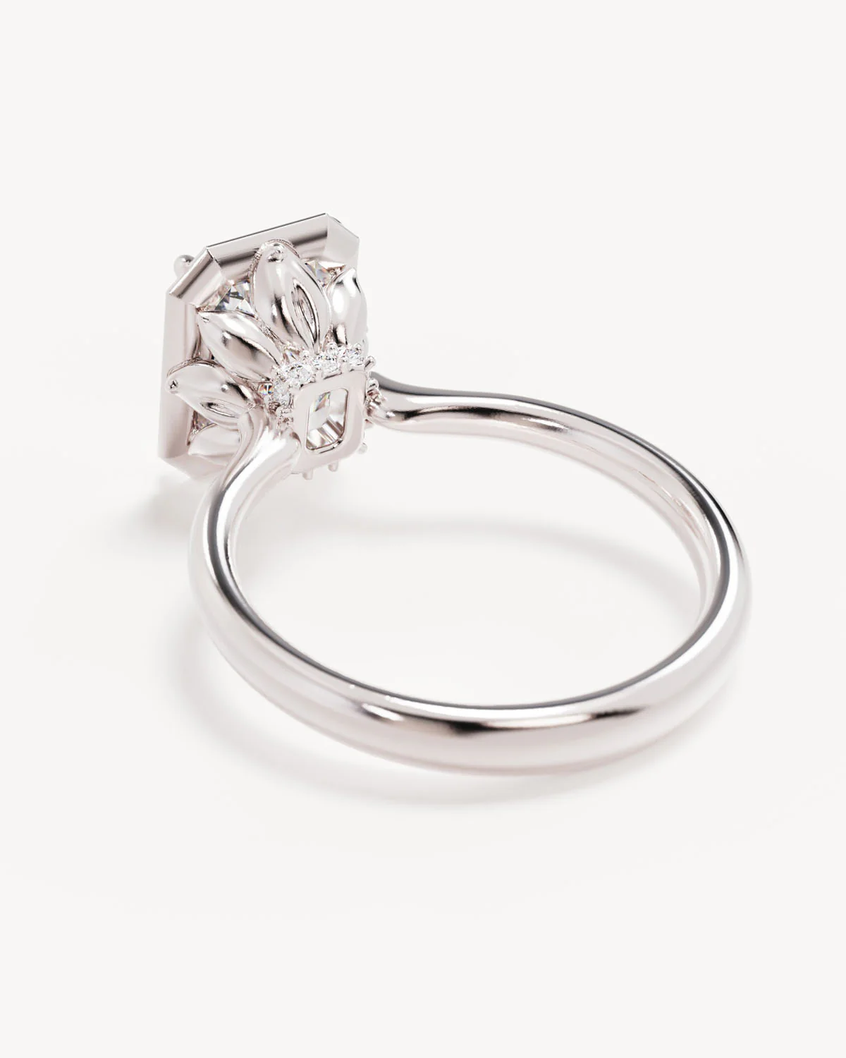 18k Solid White Gold Hidden Lotus Engagement Ring - Emerald 3ct - Image 5