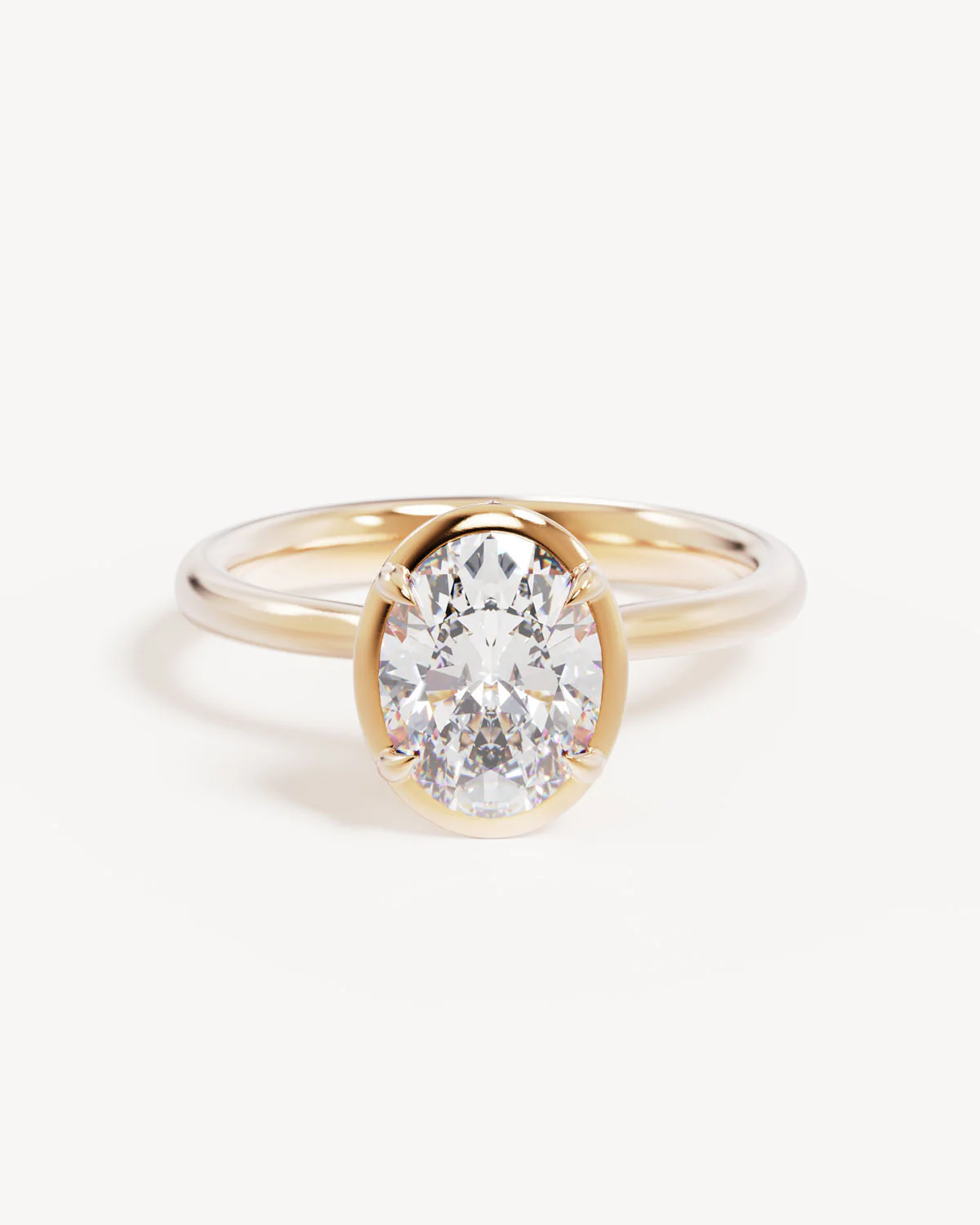 18k Solid Gold Hidden Lotus Engagement Ring - Oval 1.5ct