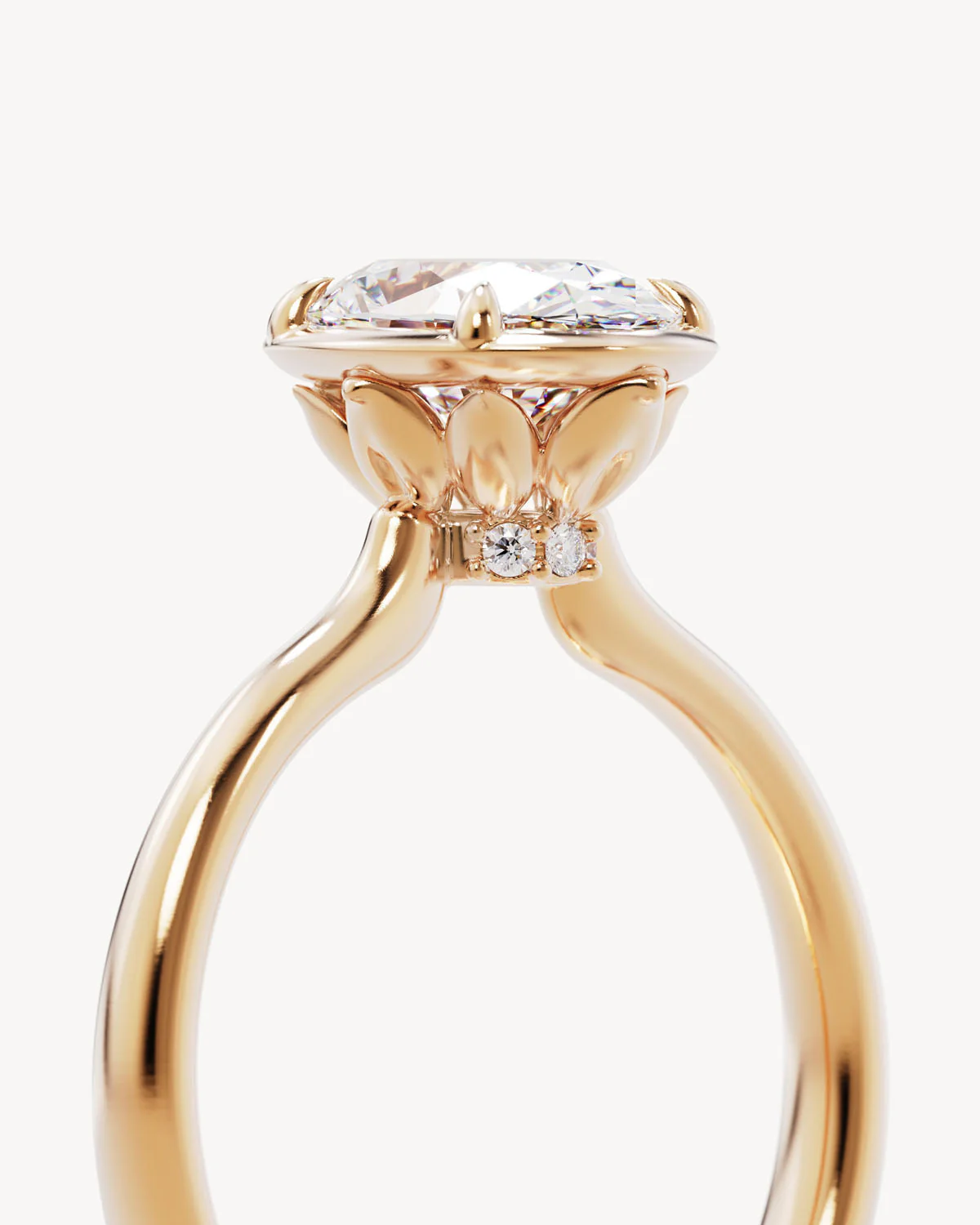 18k Solid Gold Hidden Lotus Engagement Ring - Oval 1.5ct - Image 3
