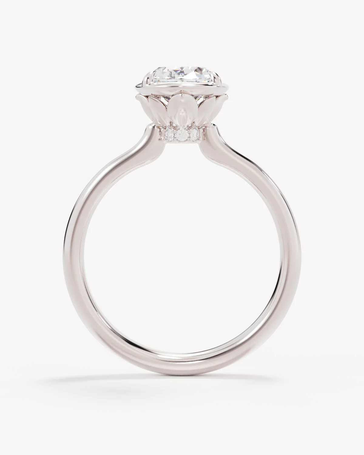 18k Solid White Gold Hidden Lotus Engagement Ring - Oval 1.5ct - Image 4