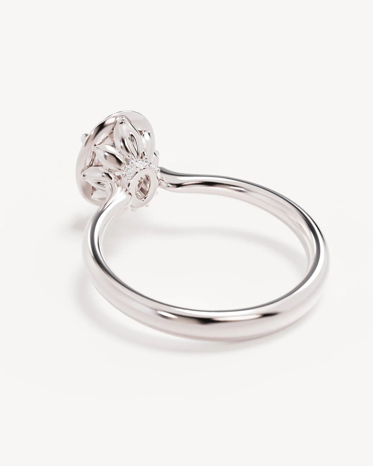 18k Solid White Gold Hidden Lotus Engagement Ring - Oval 1.5ct - Image 5