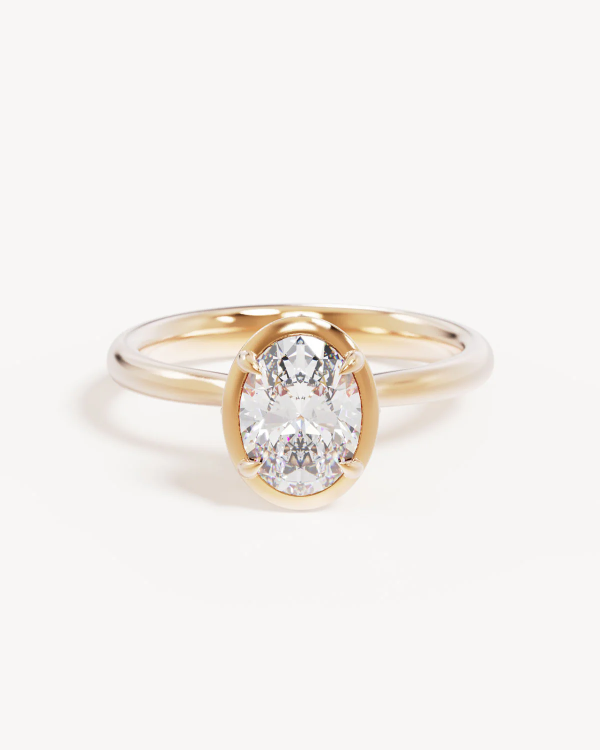 18k Solid Gold Hidden Lotus Engagement Ring - Oval