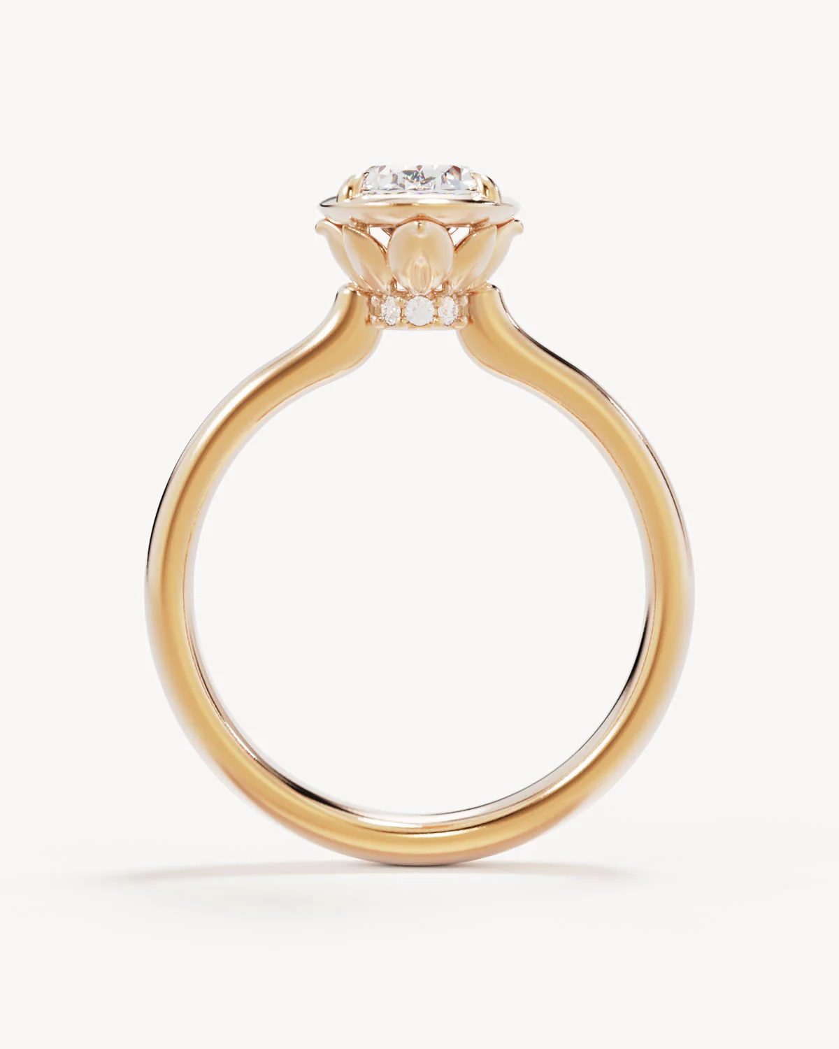 18k Solid Gold Hidden Lotus Engagement Ring - Oval - Image 4