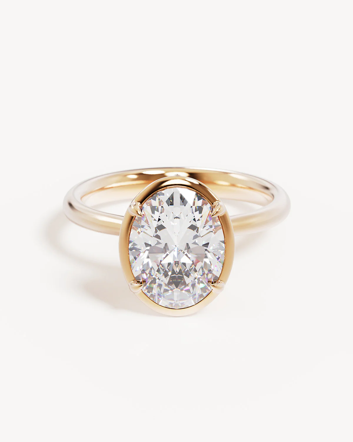18k Solid Gold Hidden Lotus Engagement Ring - Oval 2.5ct
