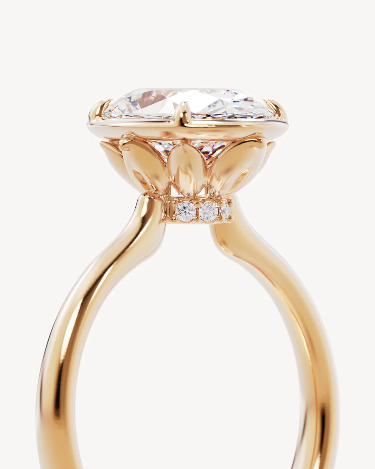 18k Solid Gold Hidden Lotus Engagement Ring - Oval 2.5ct - Image 3