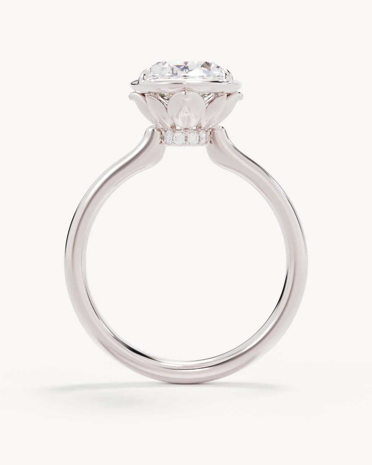 18k Solid White Gold Hidden Lotus Engagement Ring - Oval 2.5ct - Image 4