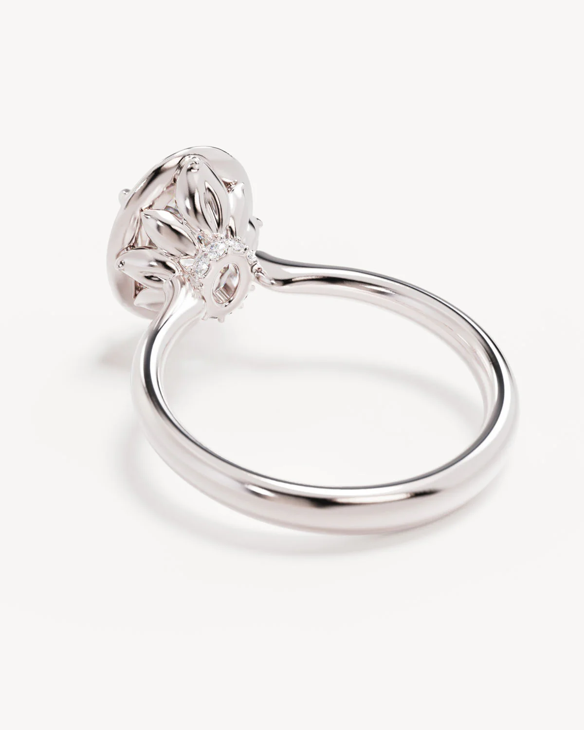 18k Solid White Gold Hidden Lotus Engagement Ring - Oval 2.5ct - Image 5