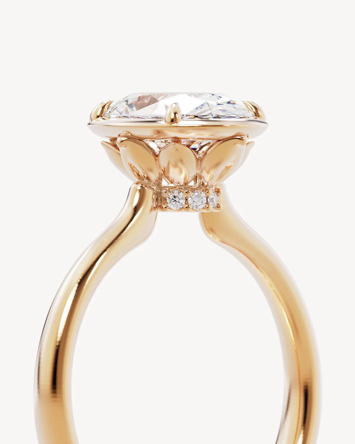 18k Solid Gold Hidden Lotus Engagement Ring - Oval 2ct - Image 3