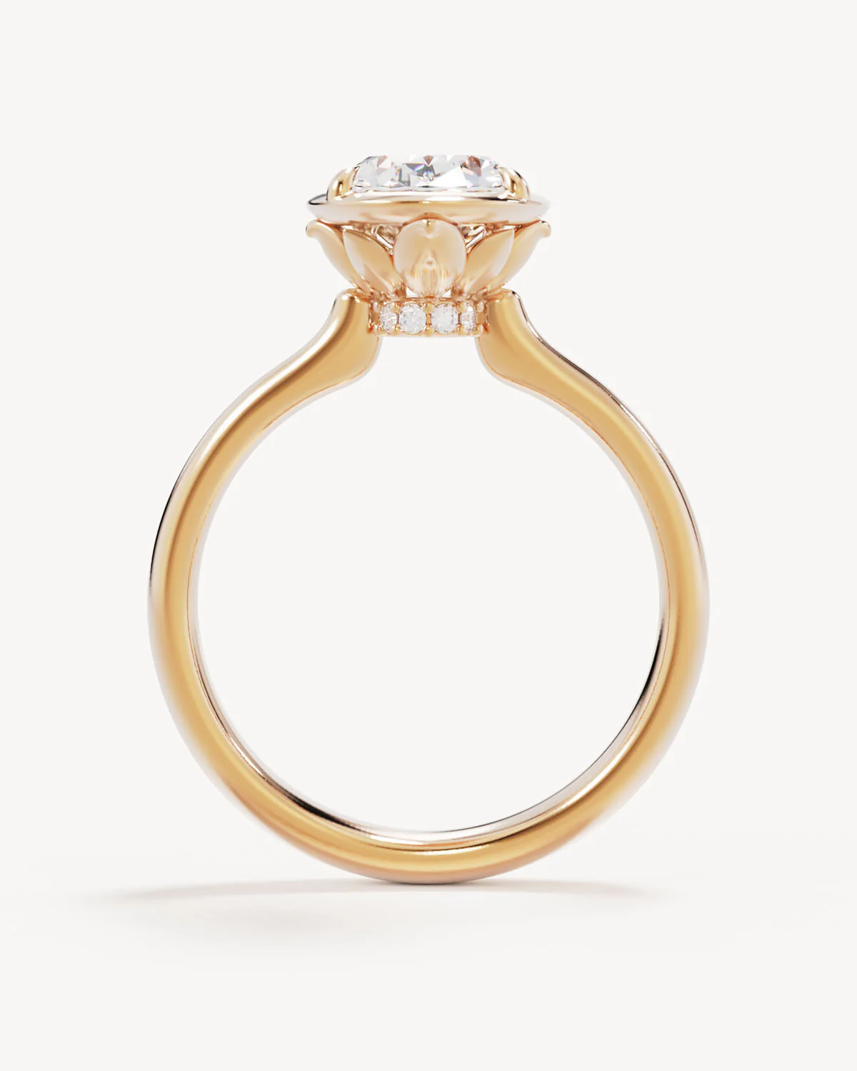 18k Solid Gold Hidden Lotus Engagement Ring - Oval 2ct - Image 4