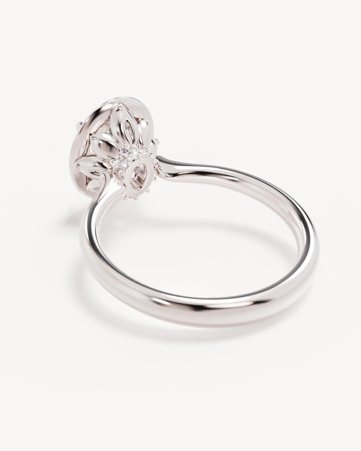 18k Solid White Gold Hidden Lotus Engagement Ring - Oval 2ct - Image 5