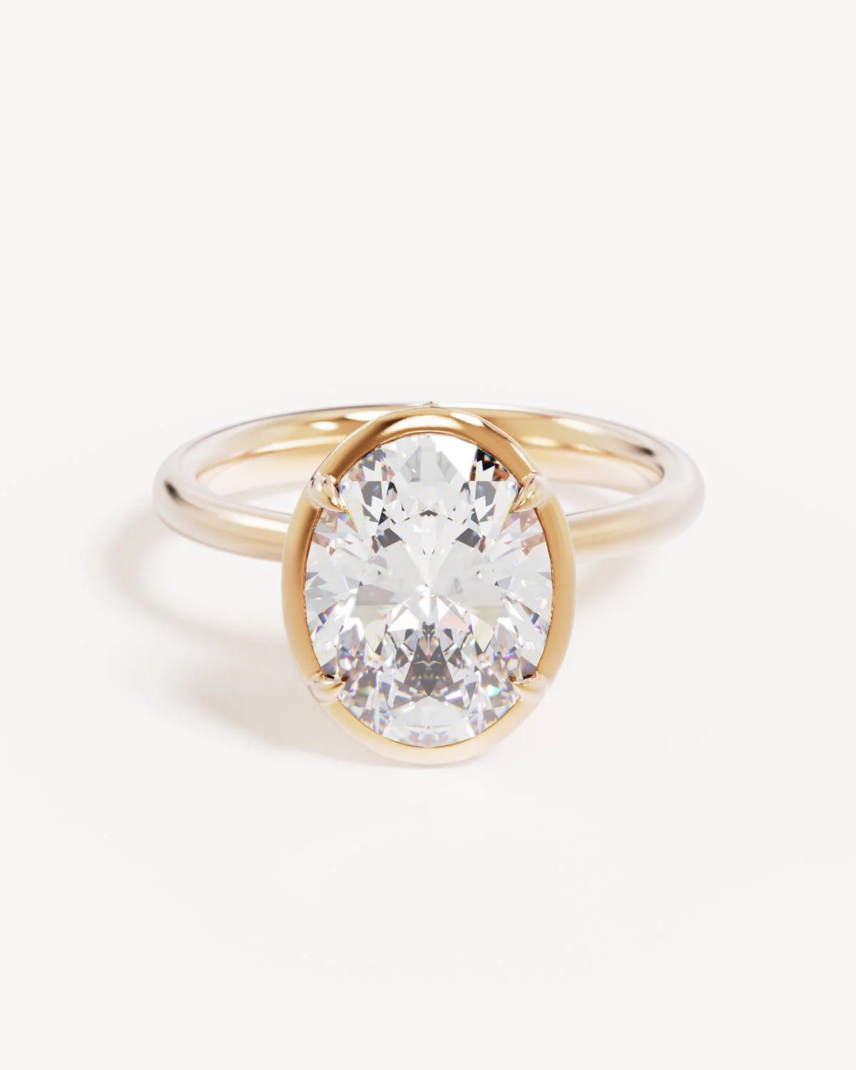 18k Solid Gold Hidden Lotus Engagement Ring - Oval 3ct