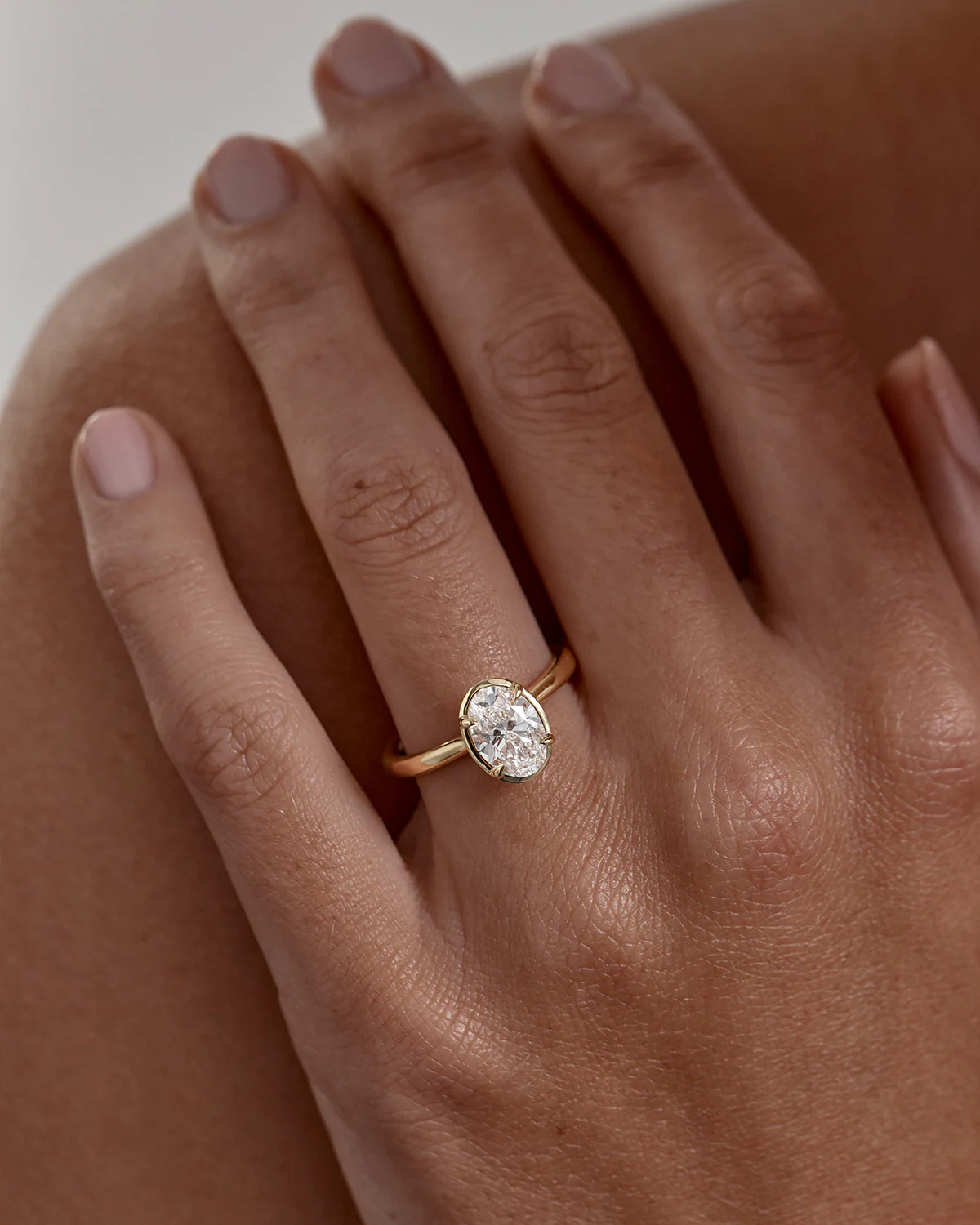 18k Solid Gold Hidden Lotus Engagement Ring - Oval 3ct - Image 2