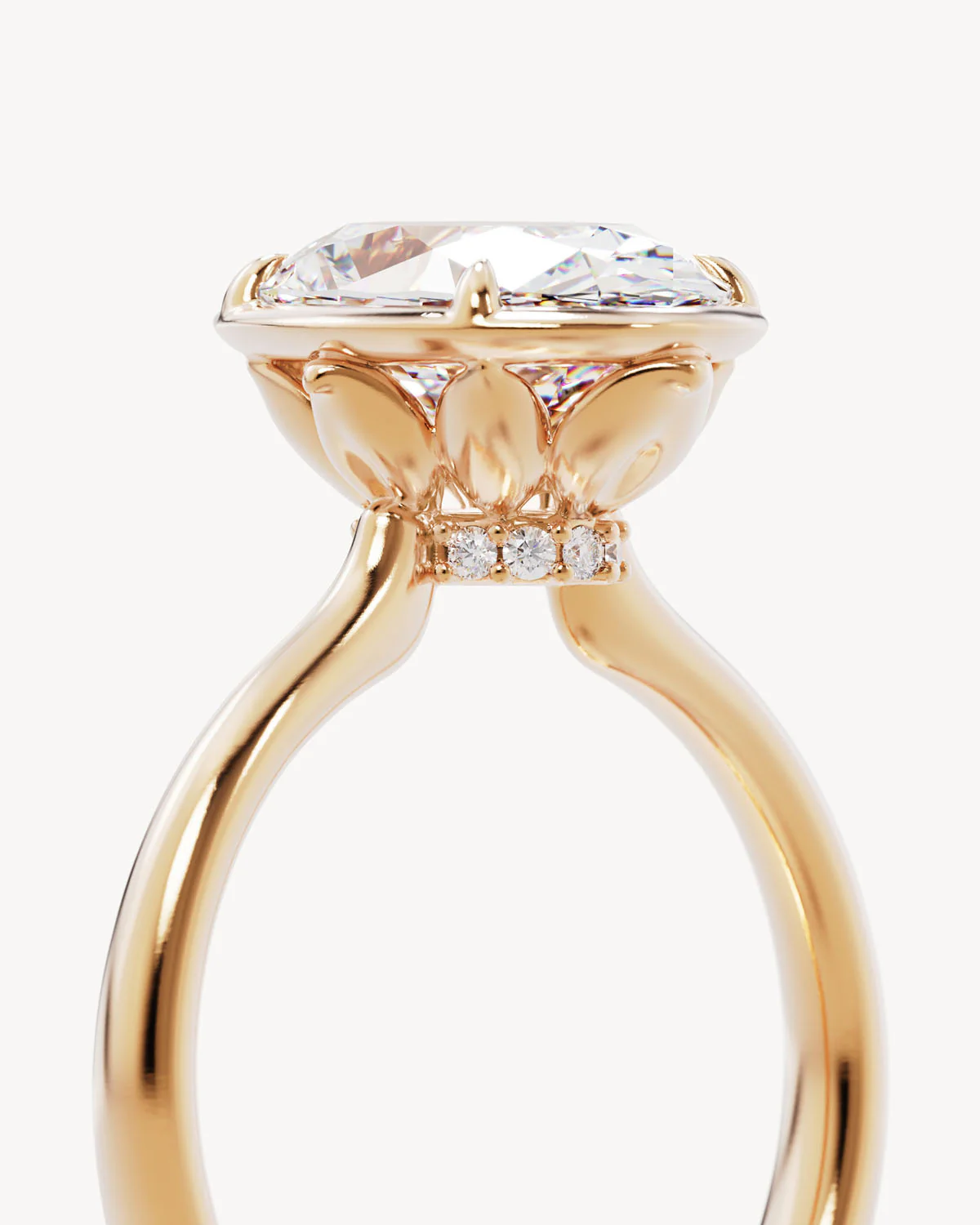 18k Solid Gold Hidden Lotus Engagement Ring - Oval 3ct - Image 3