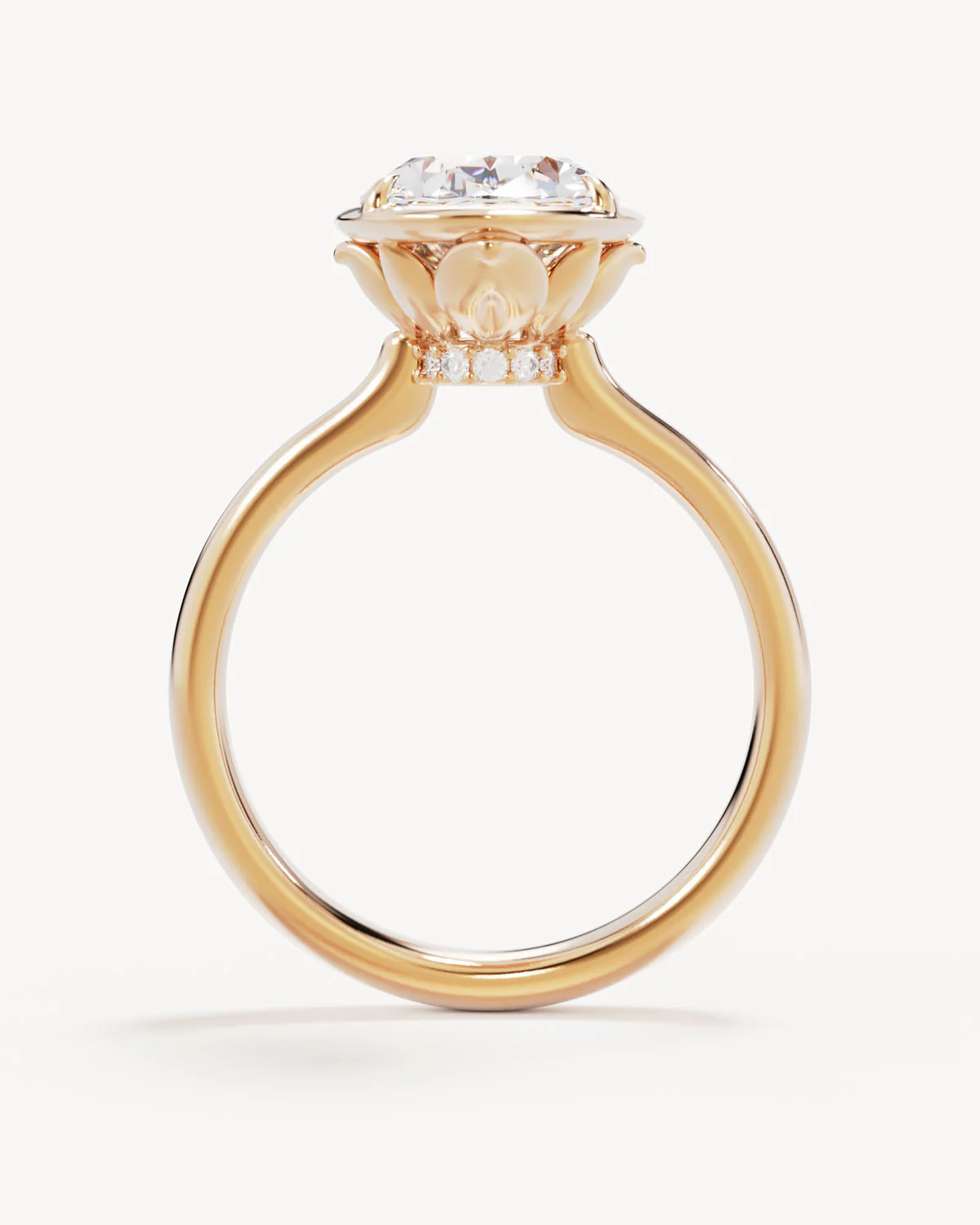 18k Solid Gold Hidden Lotus Engagement Ring - Oval 3ct - Image 4