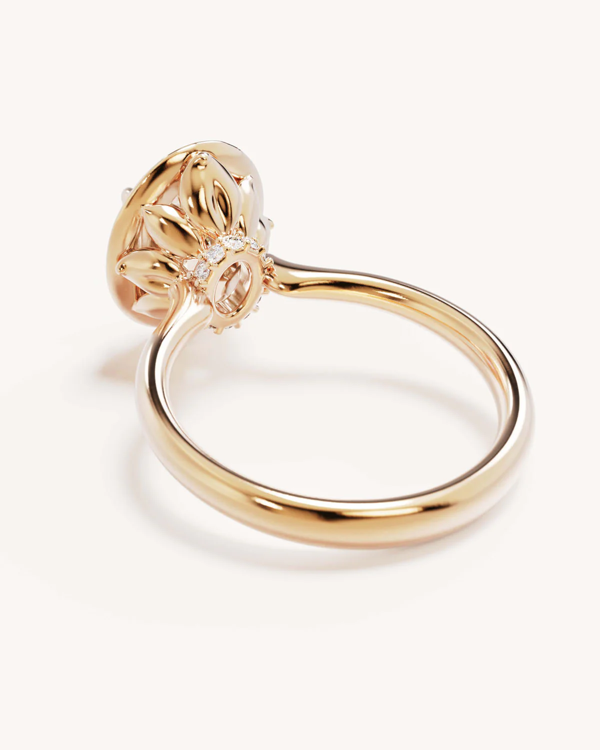 18k Solid Gold Hidden Lotus Engagement Ring - Oval 3ct - Image 5