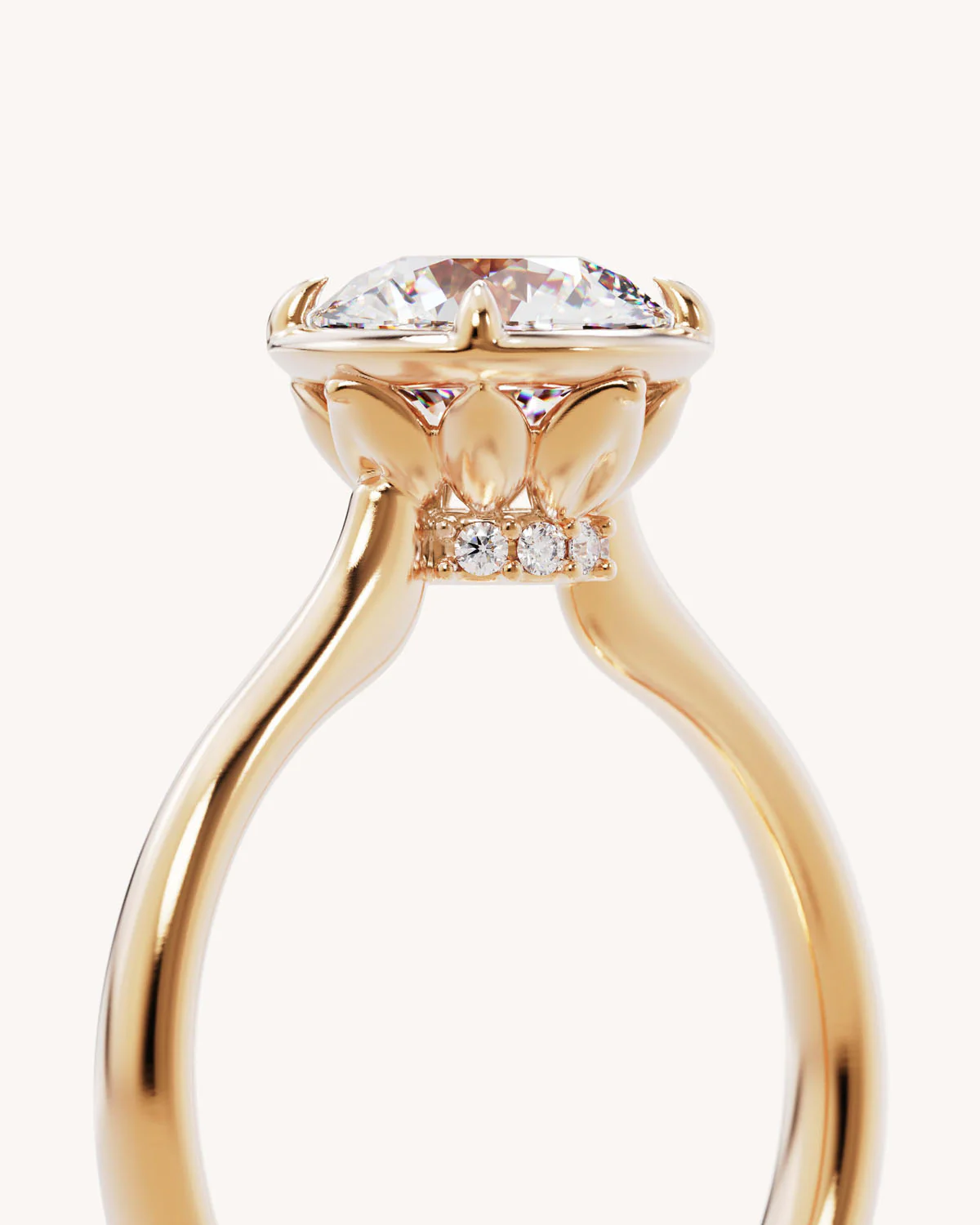 18k Solid Gold Hidden Lotus Engagement Ring - Round 1.5ct - Image 3