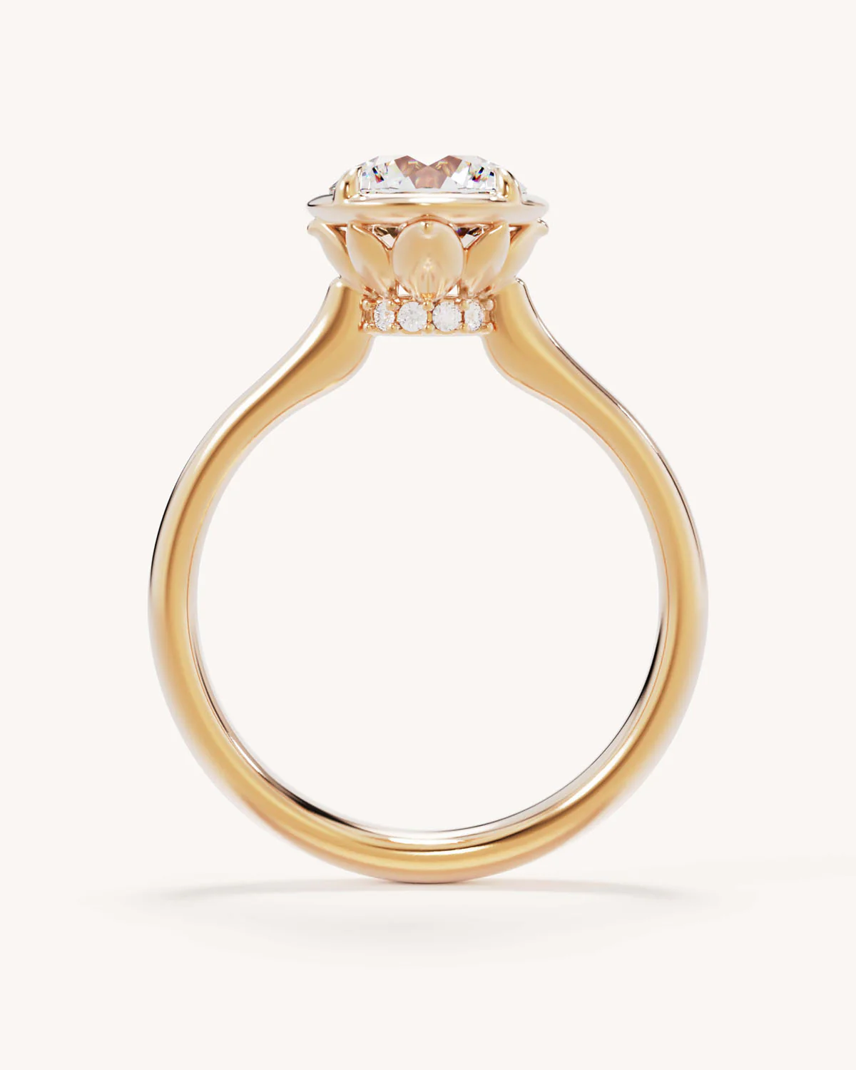 18k Solid Gold Hidden Lotus Engagement Ring - Round 1.5ct - Image 4