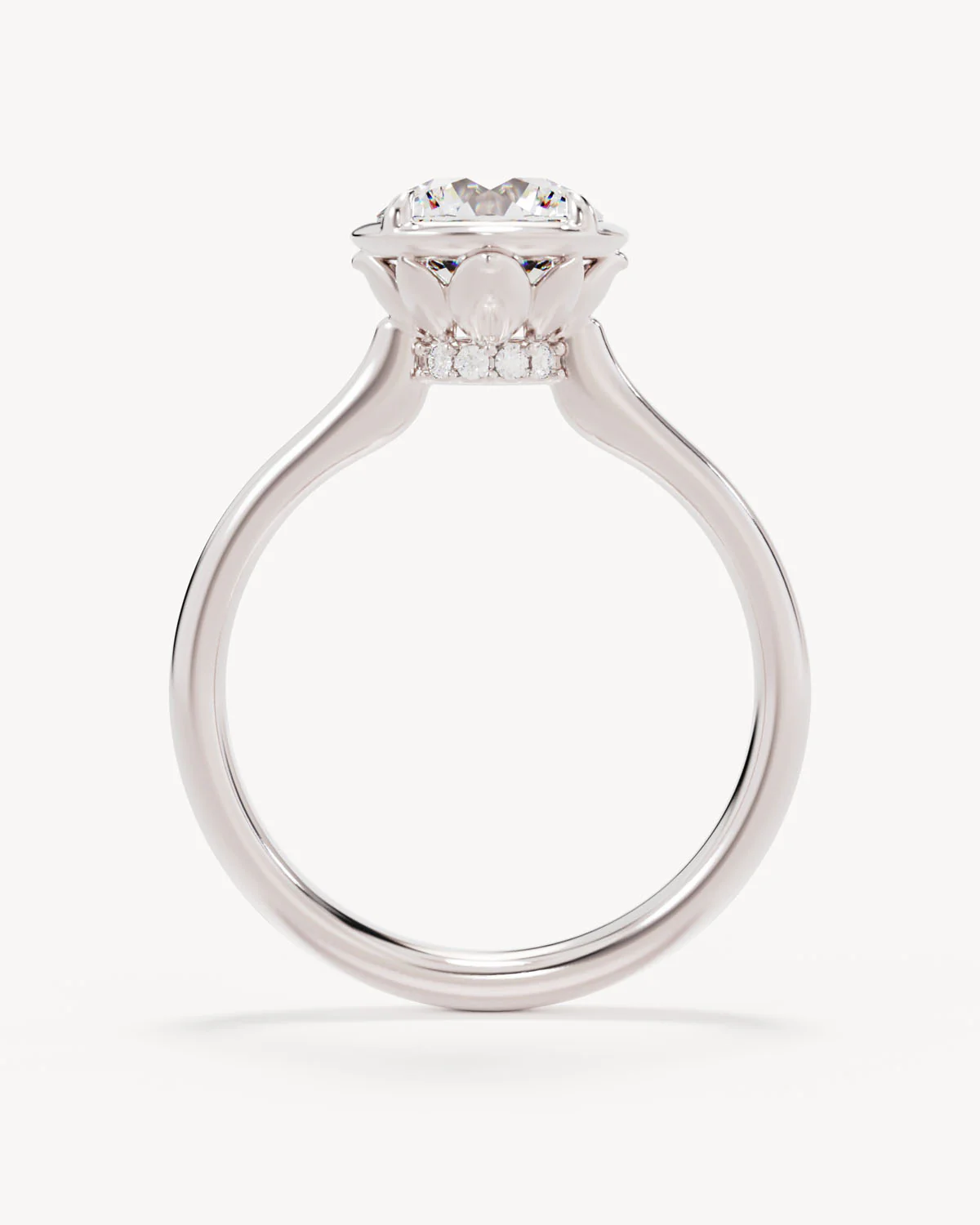18k Solid White Gold Hidden Lotus Engagement Ring - Round 1.5ct - Image 4