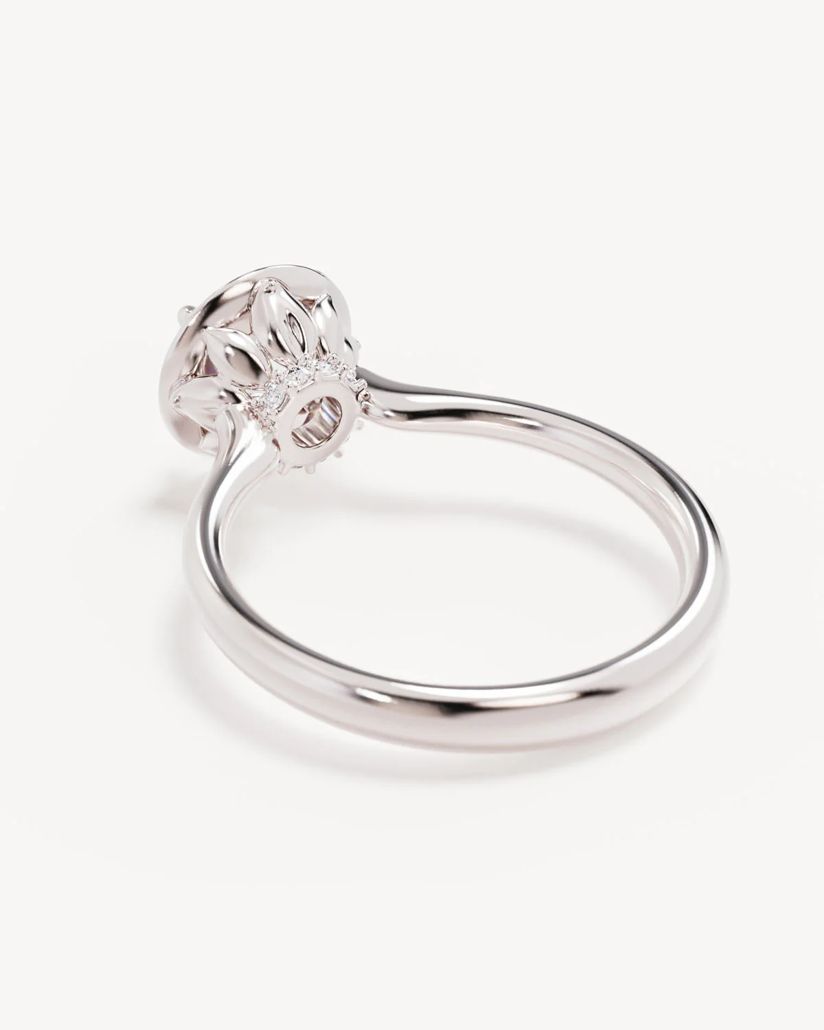 18k Solid White Gold Hidden Lotus Engagement Ring - Round 1.5ct - Image 5