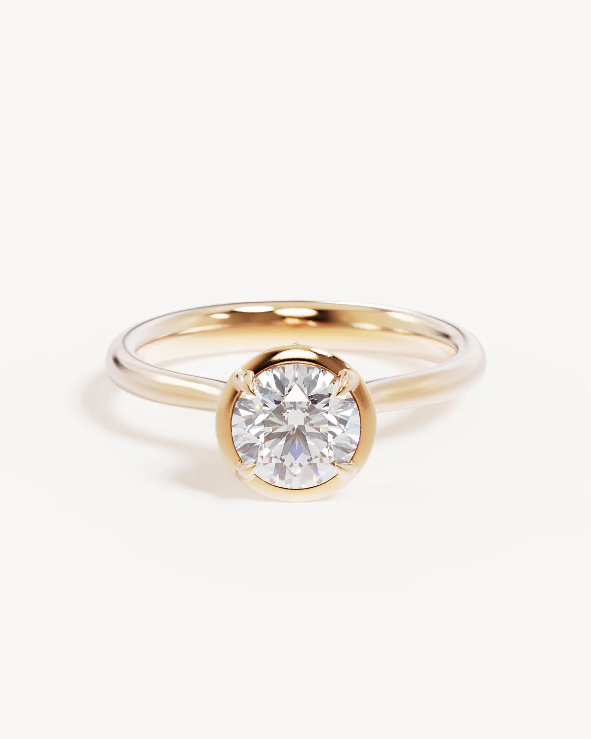18k Solid Gold Hidden Lotus  Engagement Ring - Round