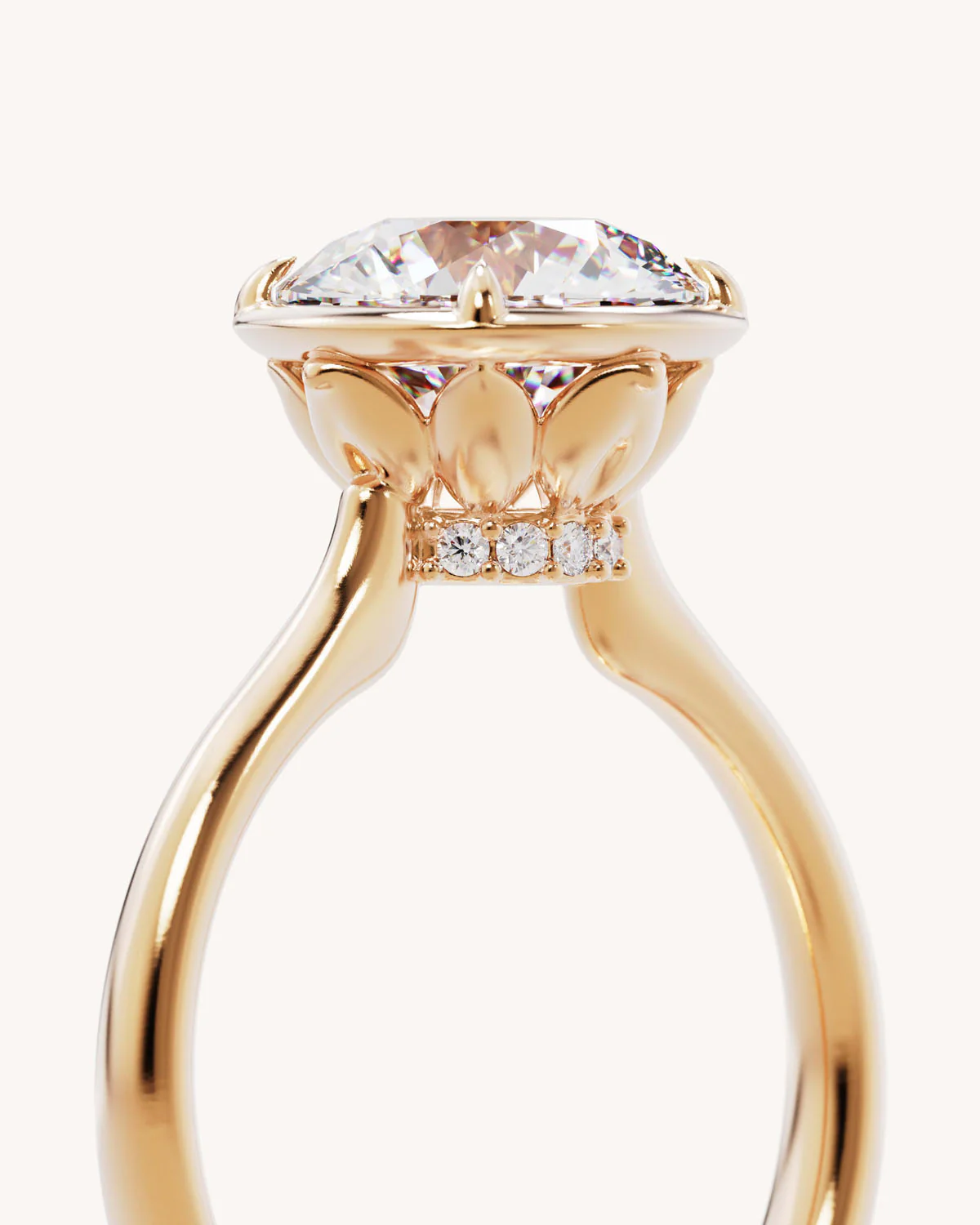 18k Solid Gold Hidden Lotus Engagement Ring - Round 2.5ct - Image 3
