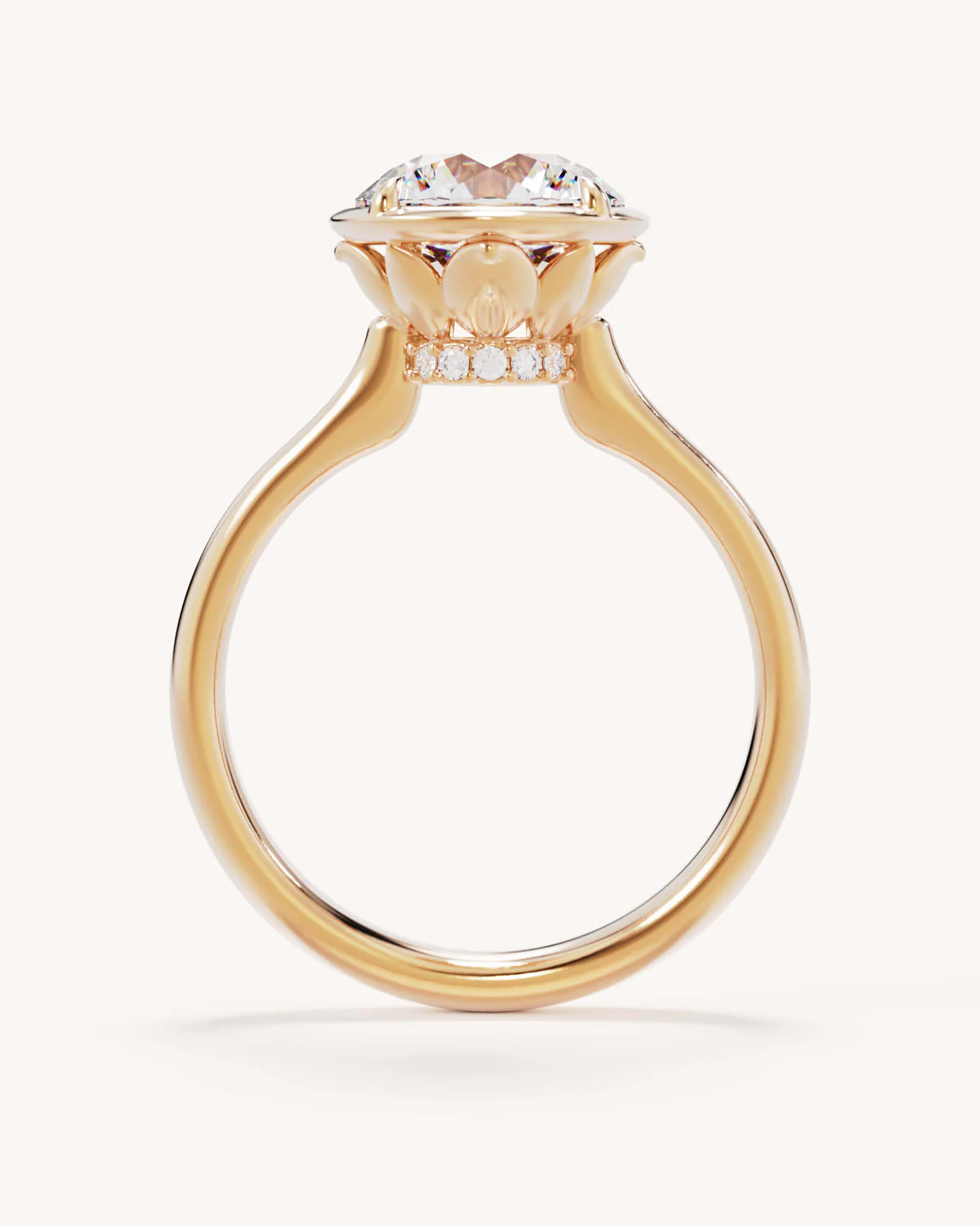 18k Solid Gold Hidden Lotus Engagement Ring - Round 2.5ct - Image 4