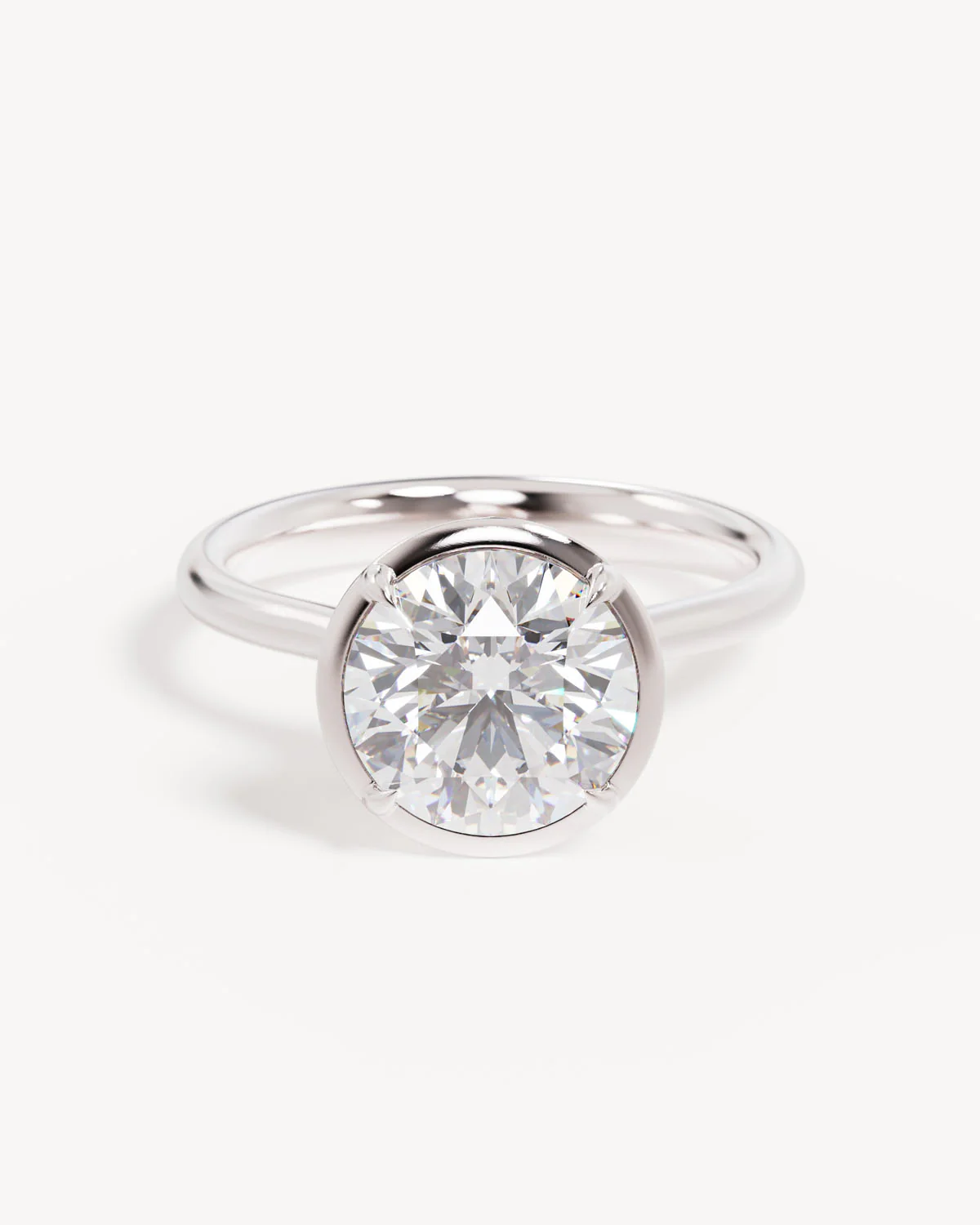 18k Solid White Gold Hidden Lotus Engagement Ring - Round 2.5ct